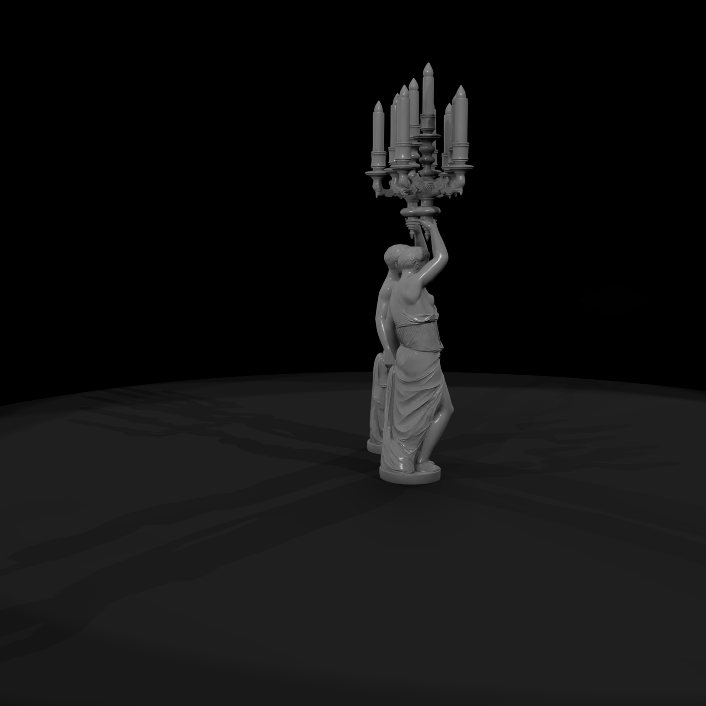 Neoclassical Female Statue Candelabra