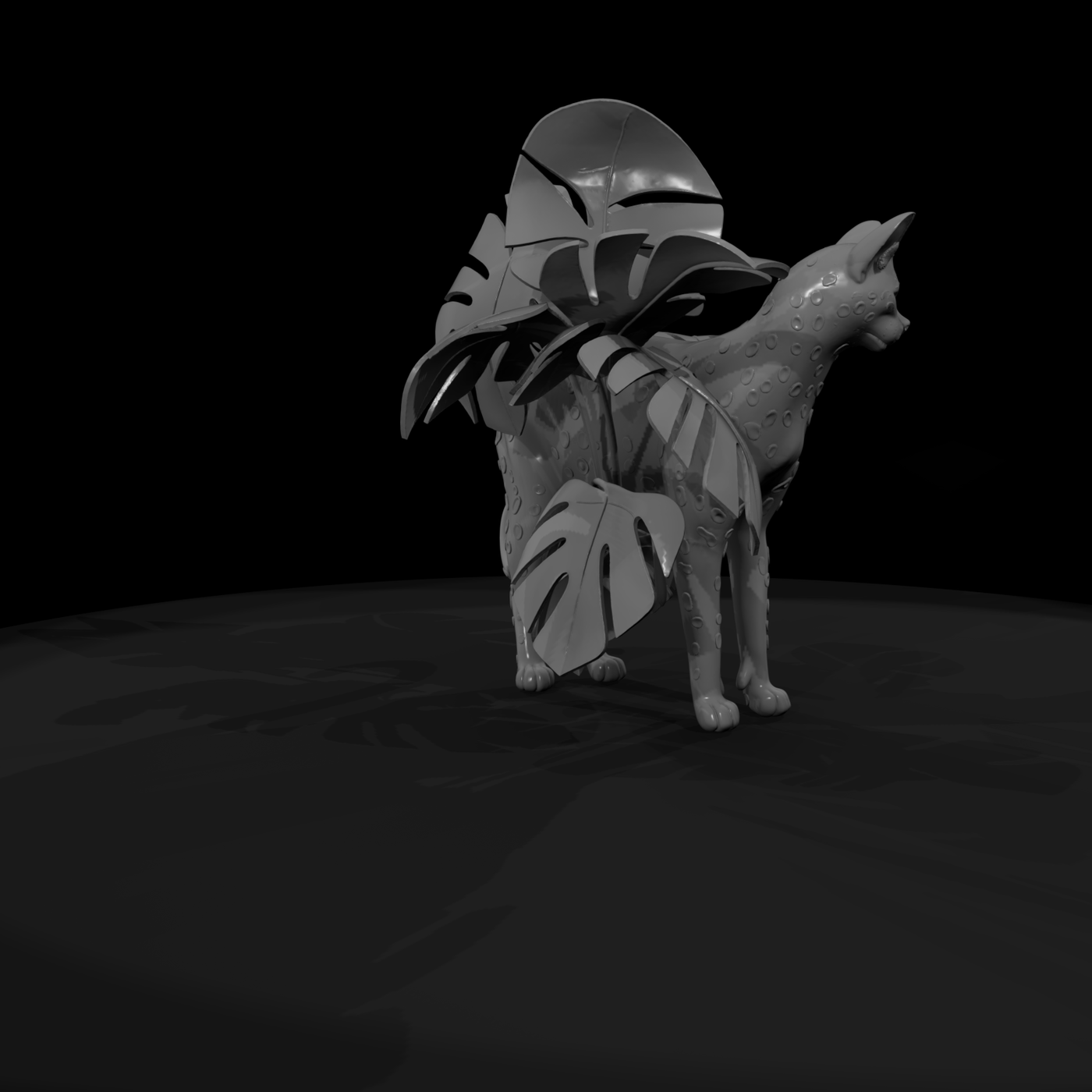 Stylized Spotted Cat Figurine