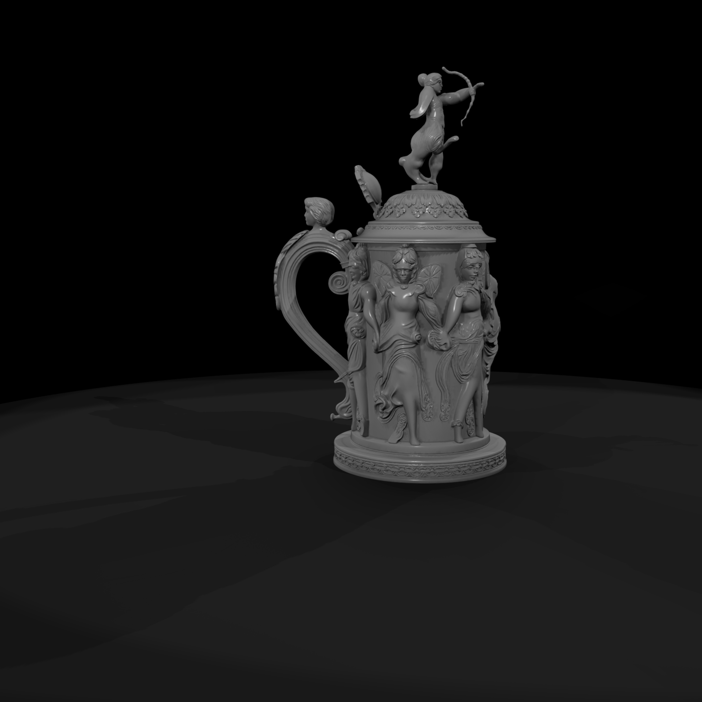 Neoclassical figural beer stein — decorative tankard
