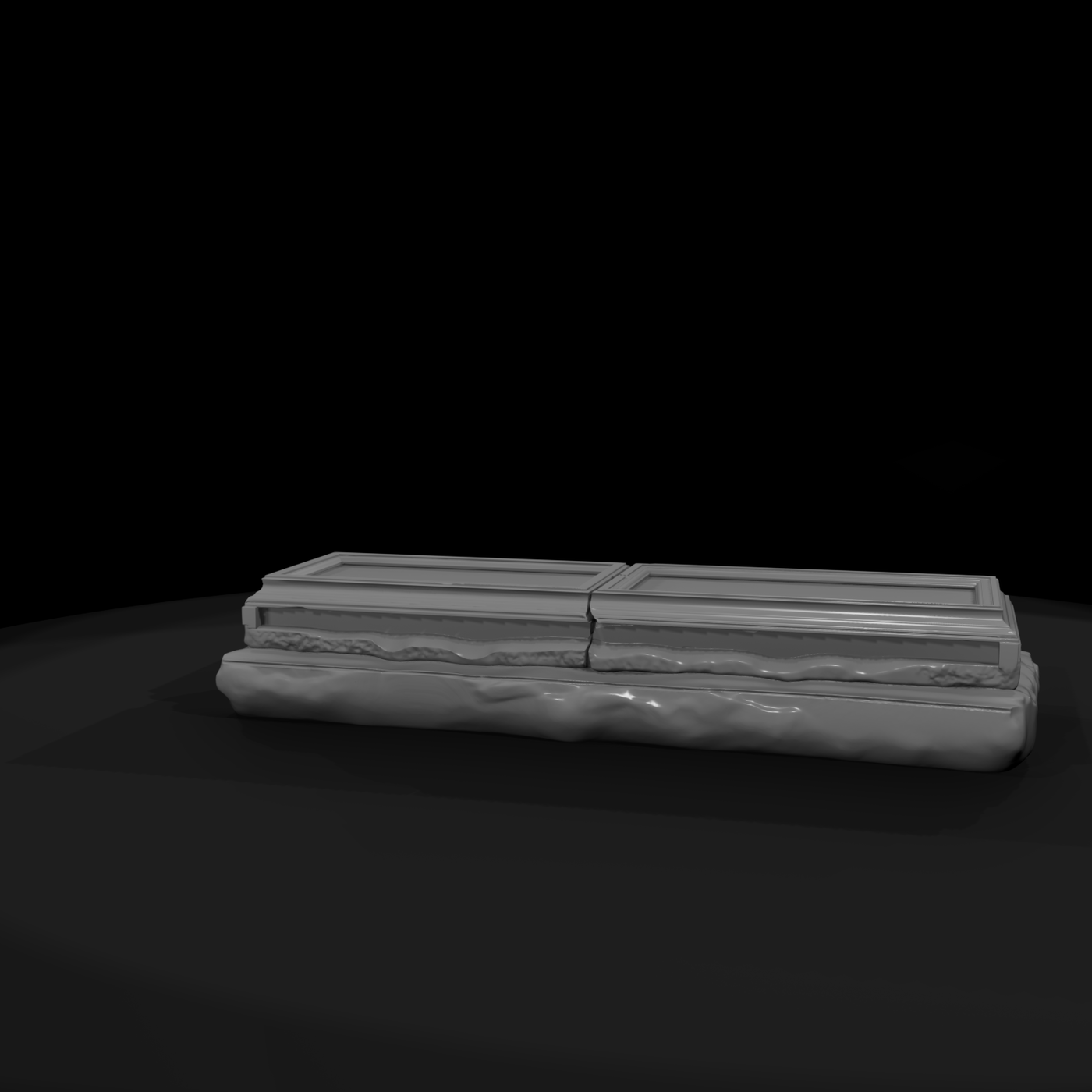 Double Raised Grave Tombstone (Split Ledger)