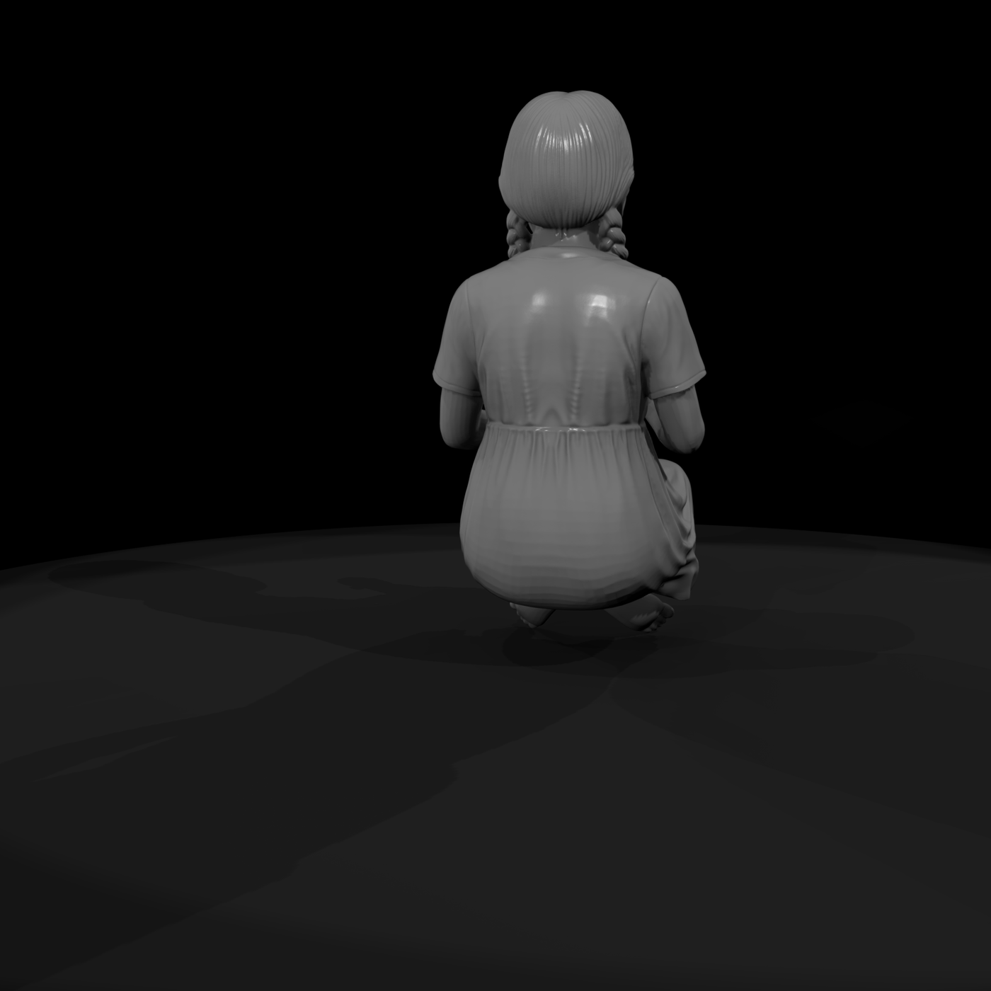 Seated Girl with Camera, Braided Hair