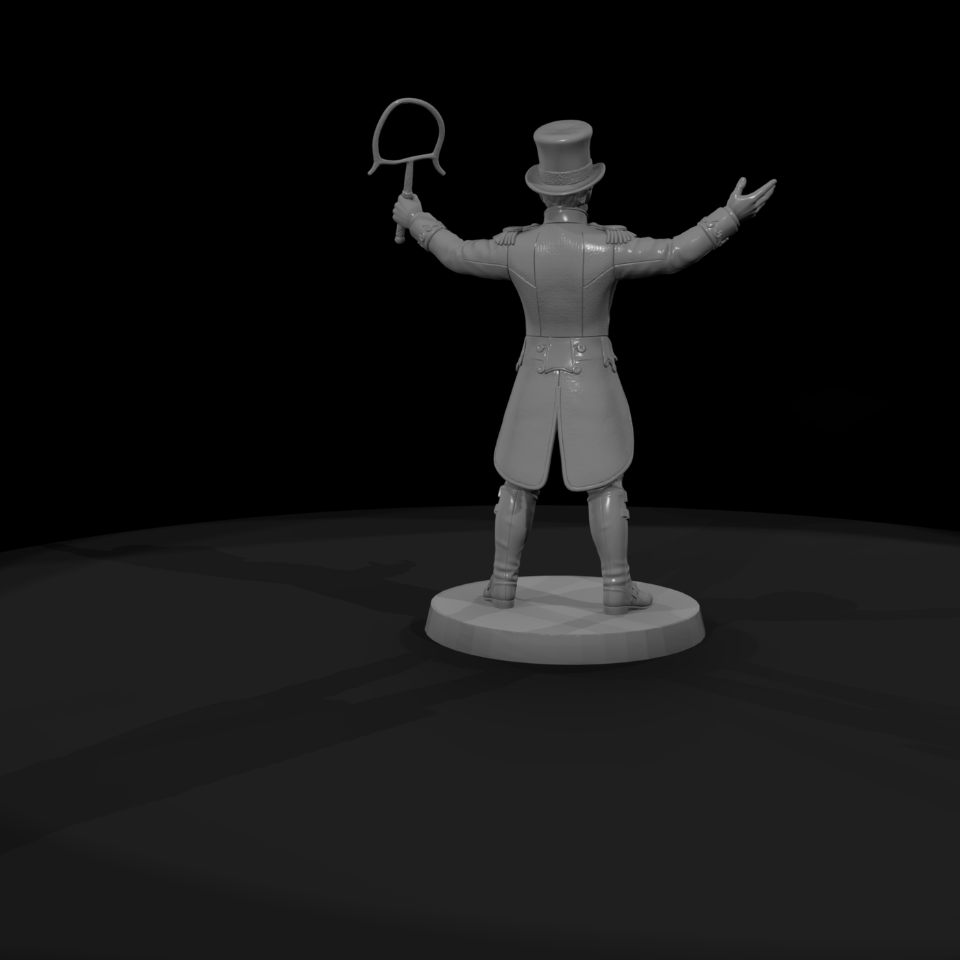 Circus Ringmaster with Top Hat and Whip
