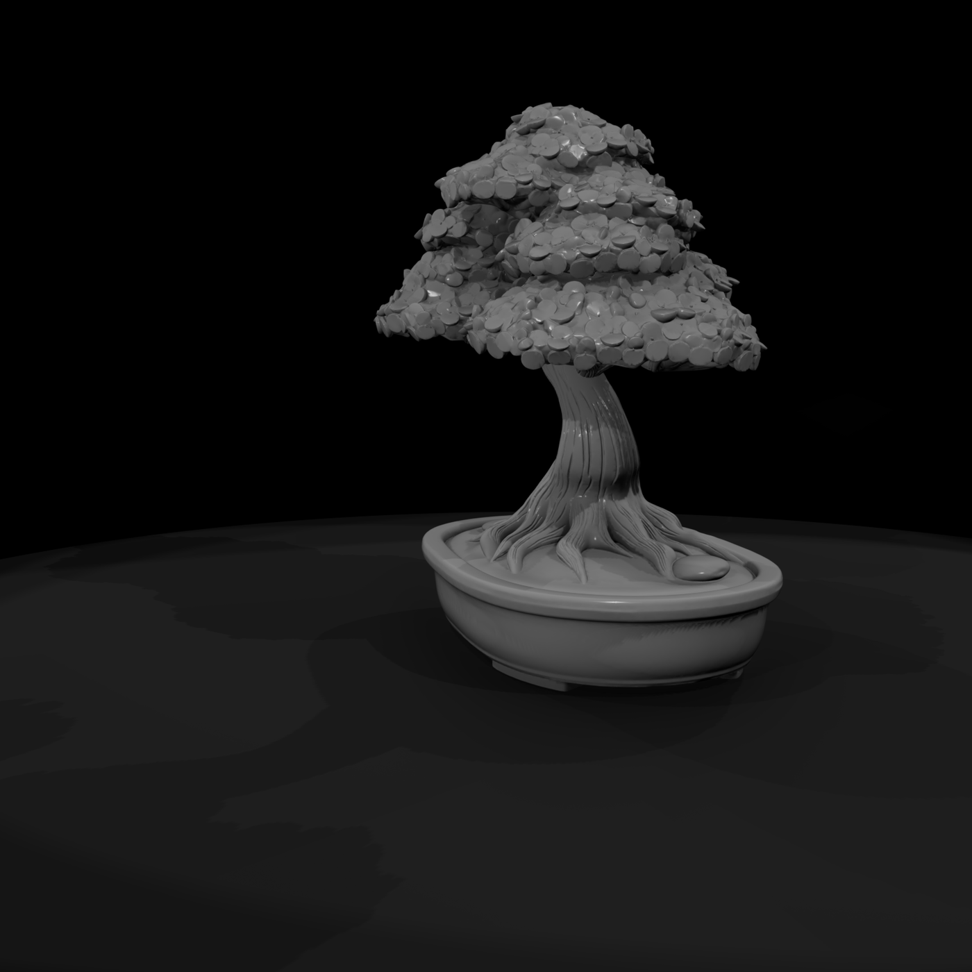Stylized Monochrome Bonsai Tree 3D Model Mzgnjqwx