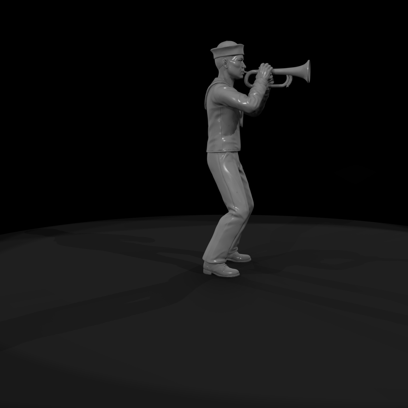 WWII Navy Sailor Playing Trumpet