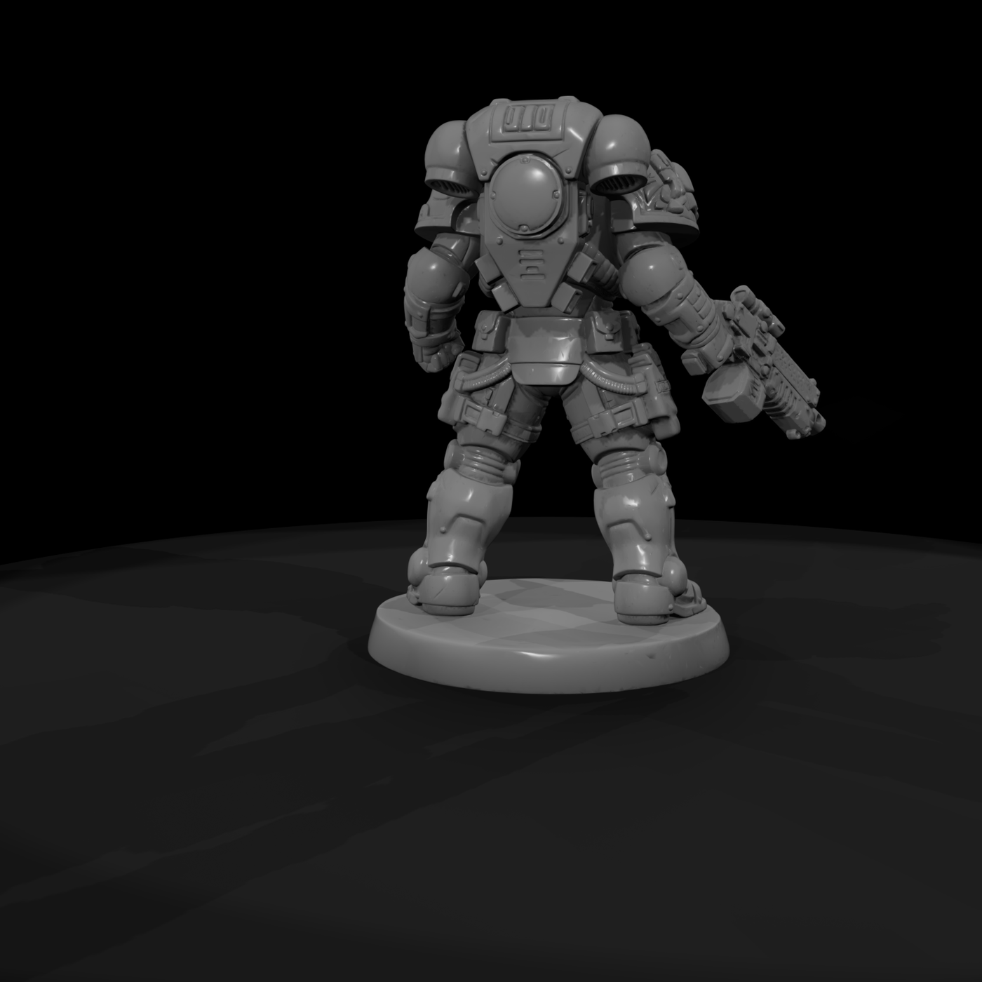 Power-Armored Space Soldier with Rifle