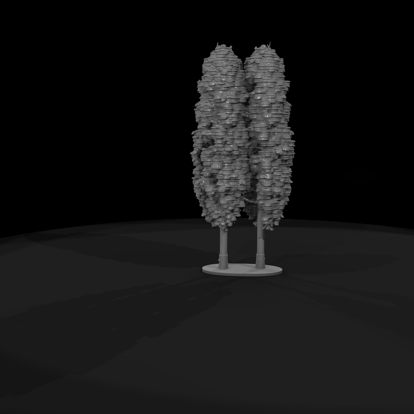 Pair of Stylized Columnar Trees