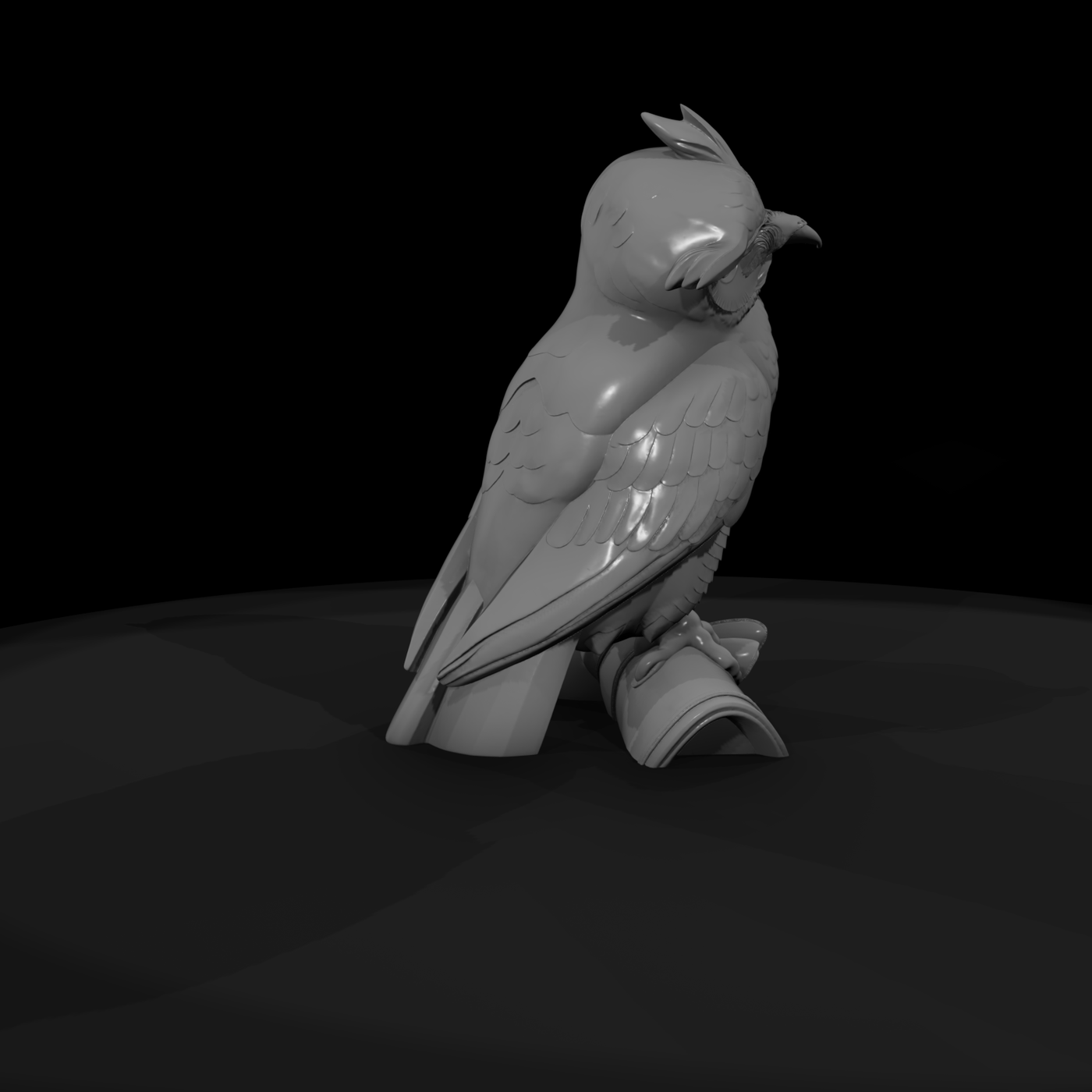Stylized Great Horned Owl Sculpture — Accent