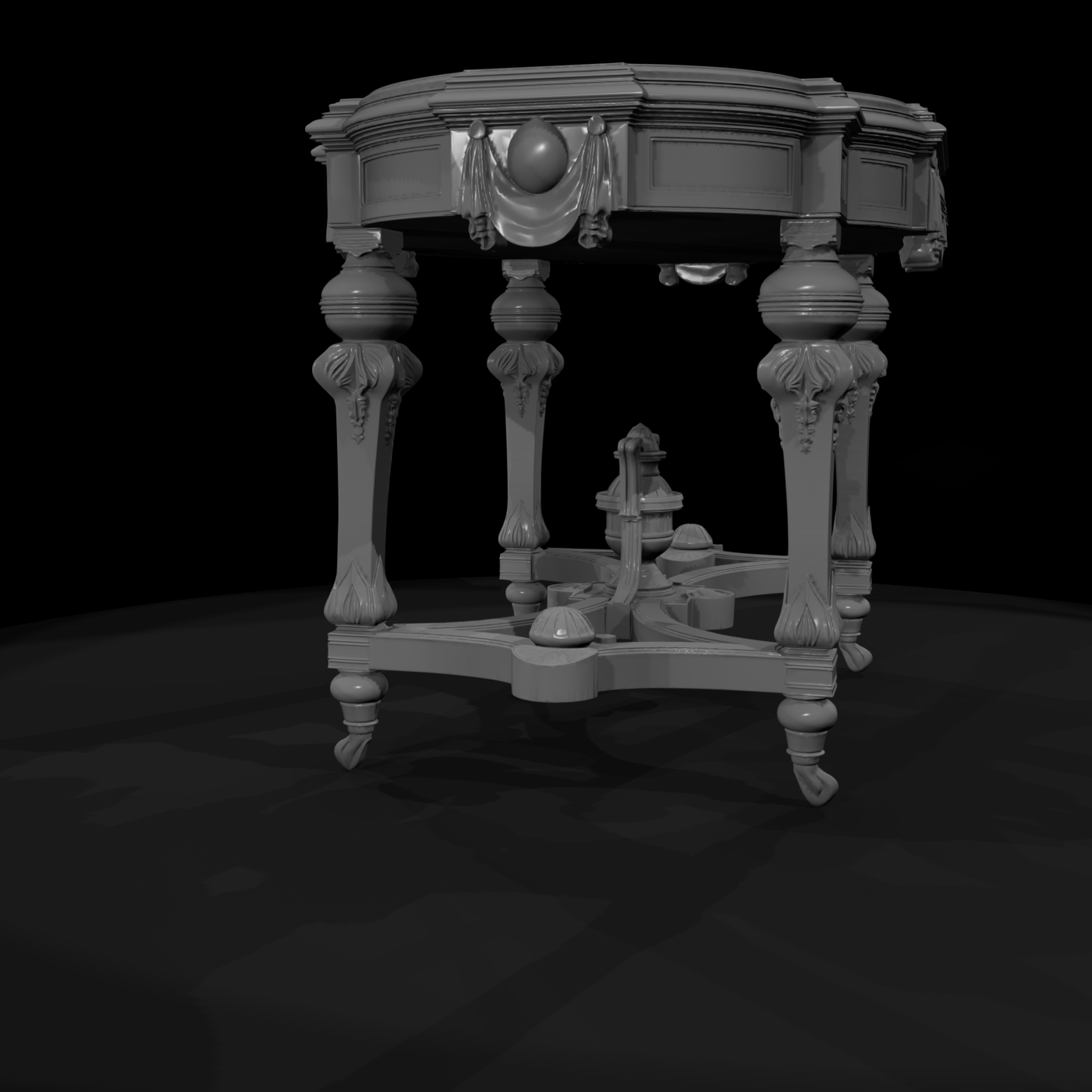 Ornate Neoclassical Carved Accent Side Table 6Avek
