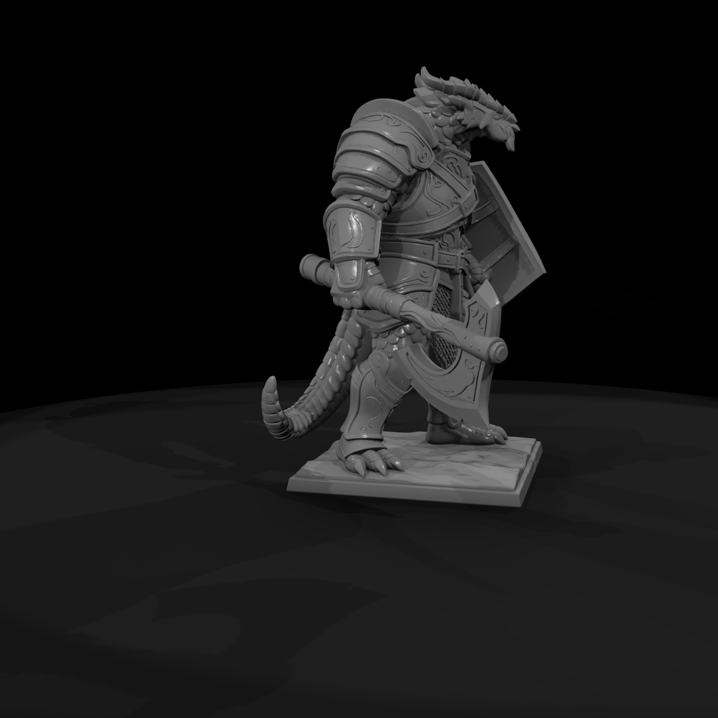 Stylized 3D Armored Dragonborn Warrior Miniature H