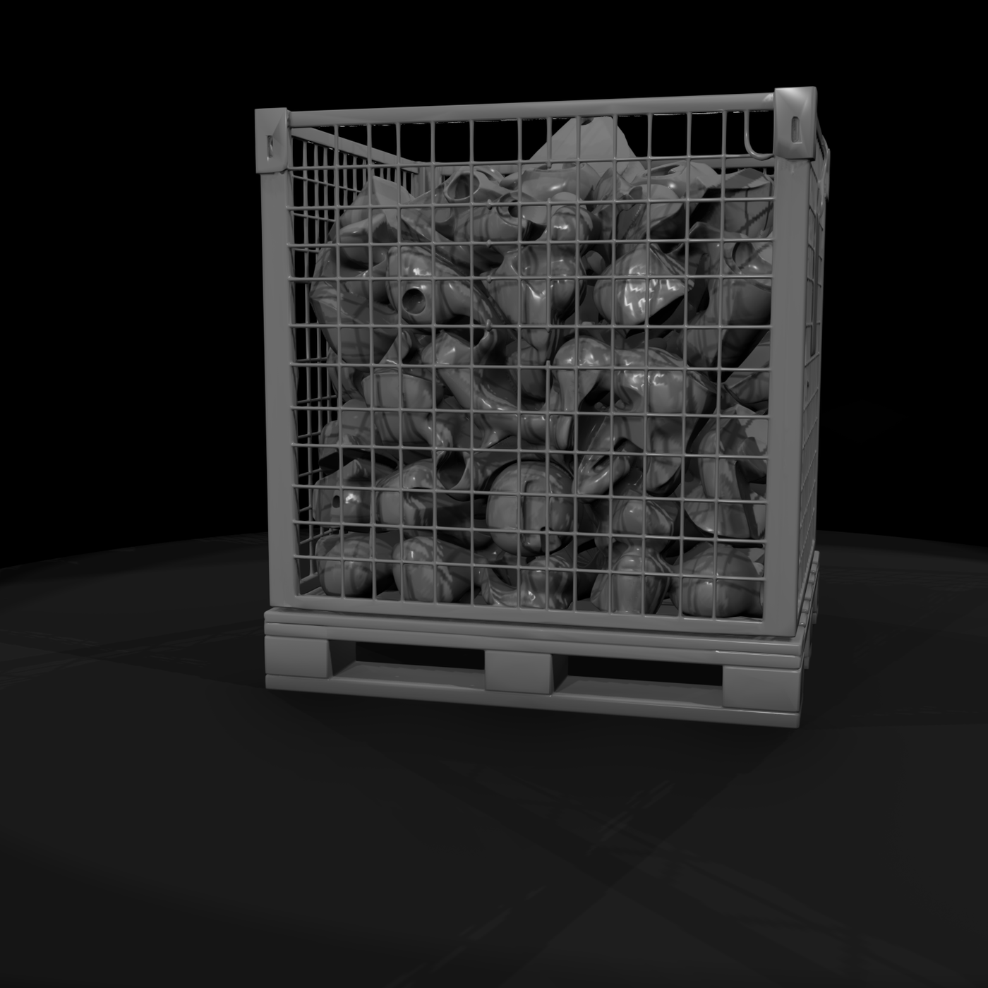 Stylized Industrial Wire Mesh Pallet Cage