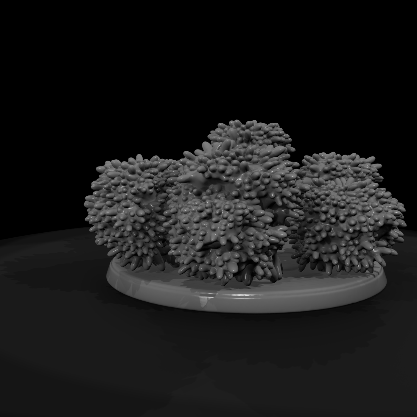Low Poly Sculpted Bush Terrain Miniature 3D Model
