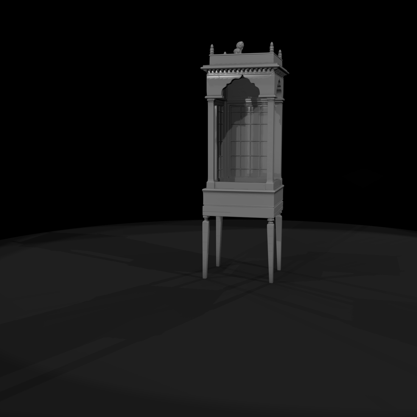 Neoclassical Tall Curio Display Cabinet 3D Model B