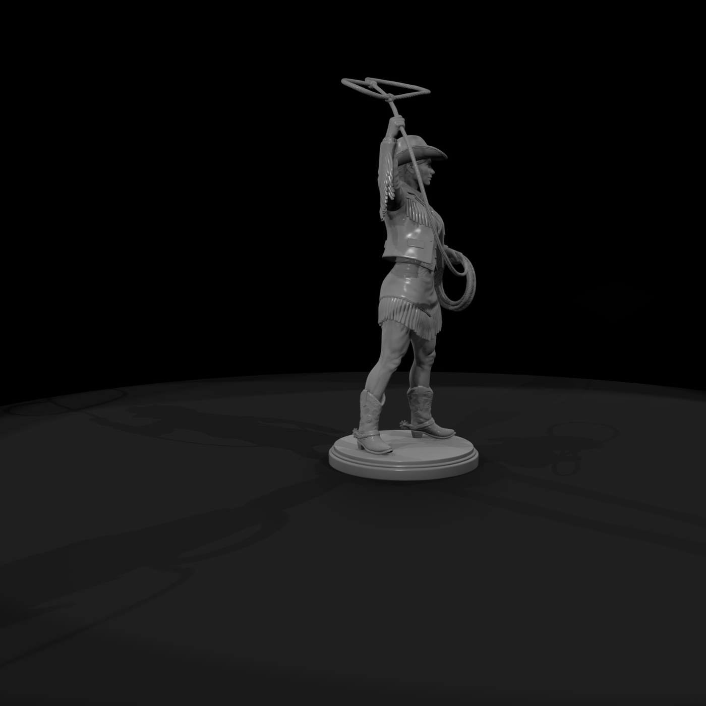 Cowgirl Twirling a Lariat