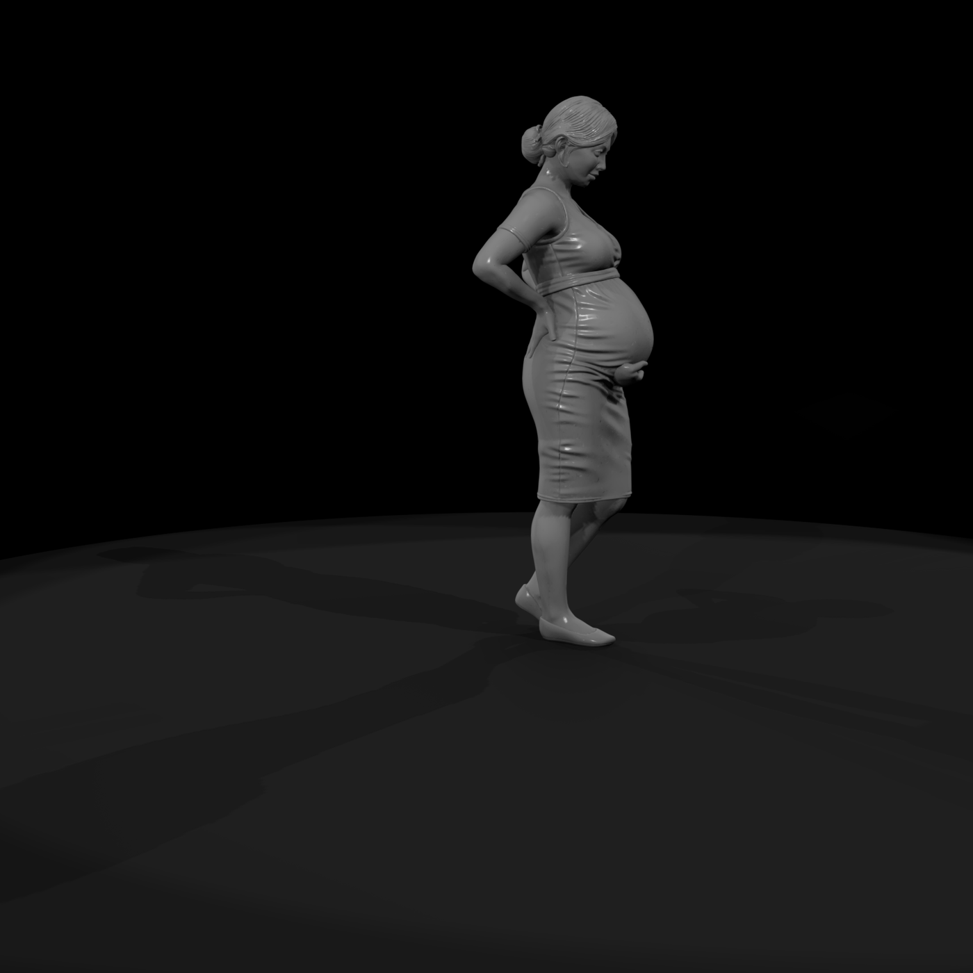 Expectant Mother Cradling Her Belly