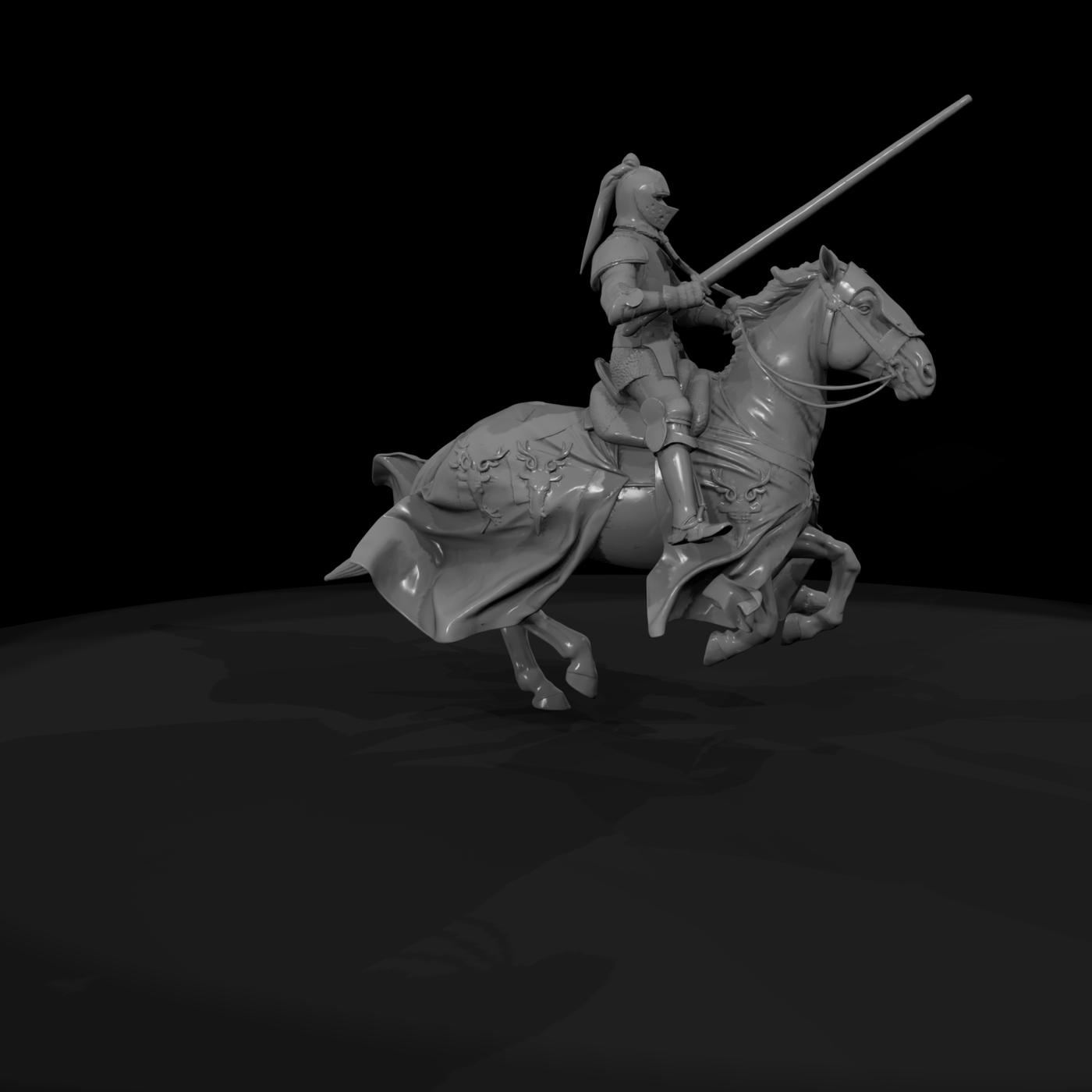 Mounted Medieval Knight with Lance