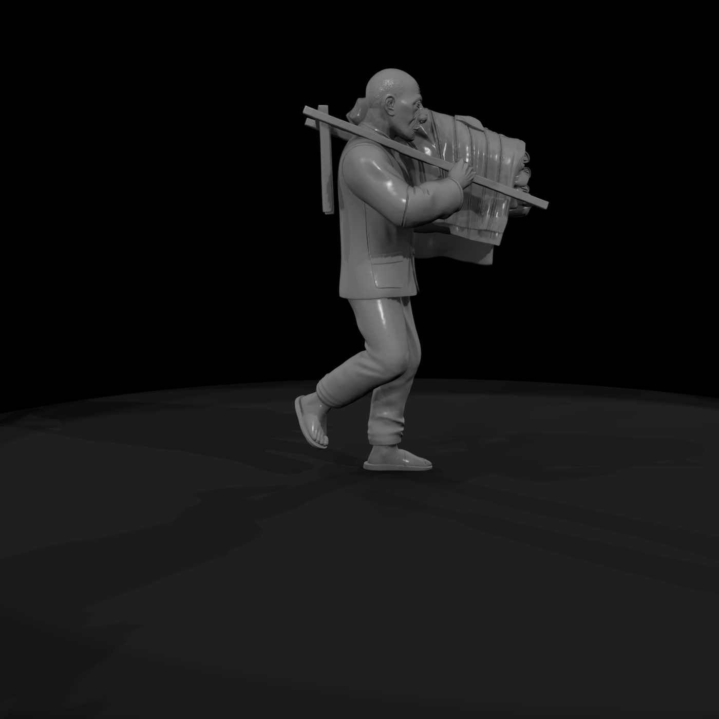 East Asian Laundry Porter — Walking Pose ( Compatible)