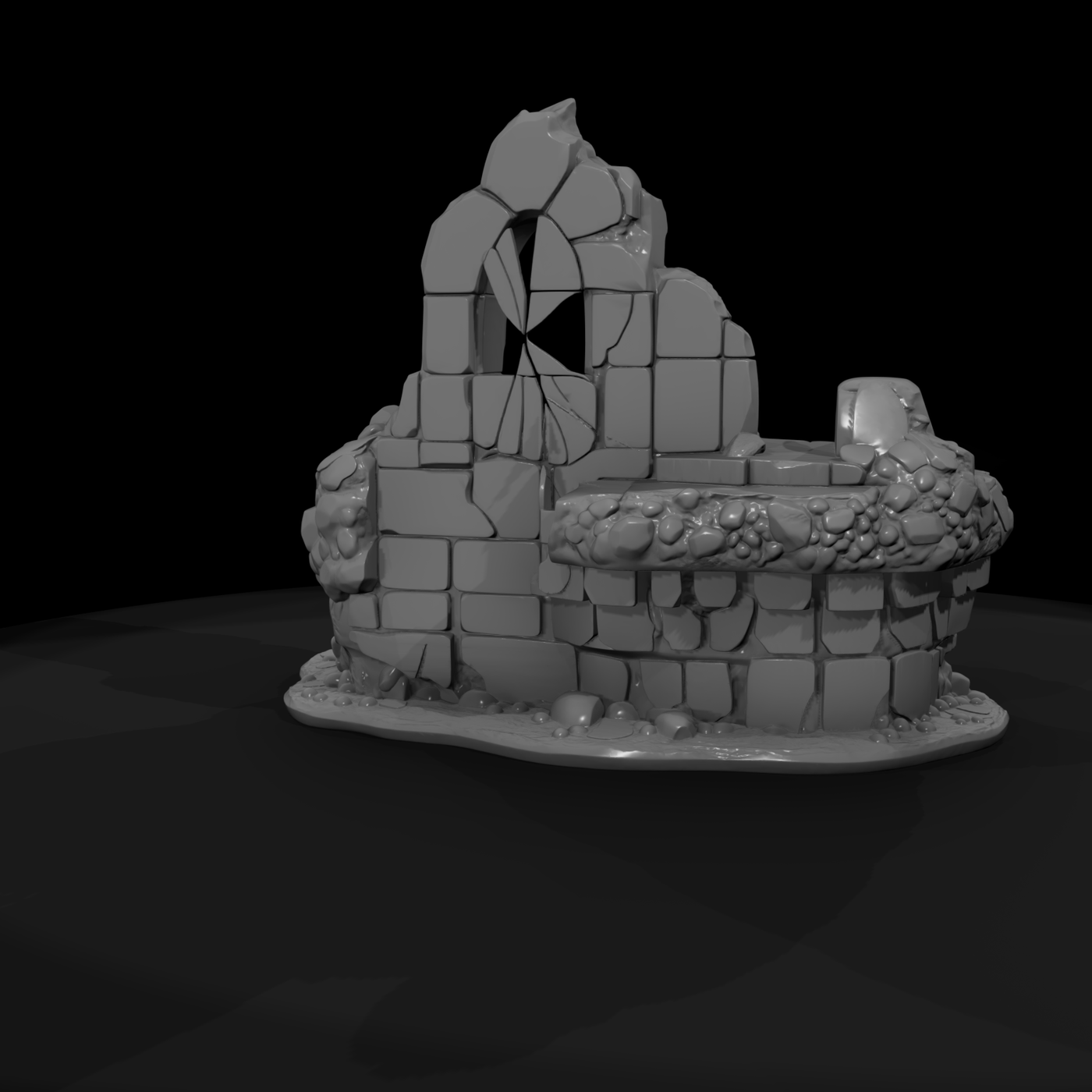 Medieval stone ruin archway with stairs