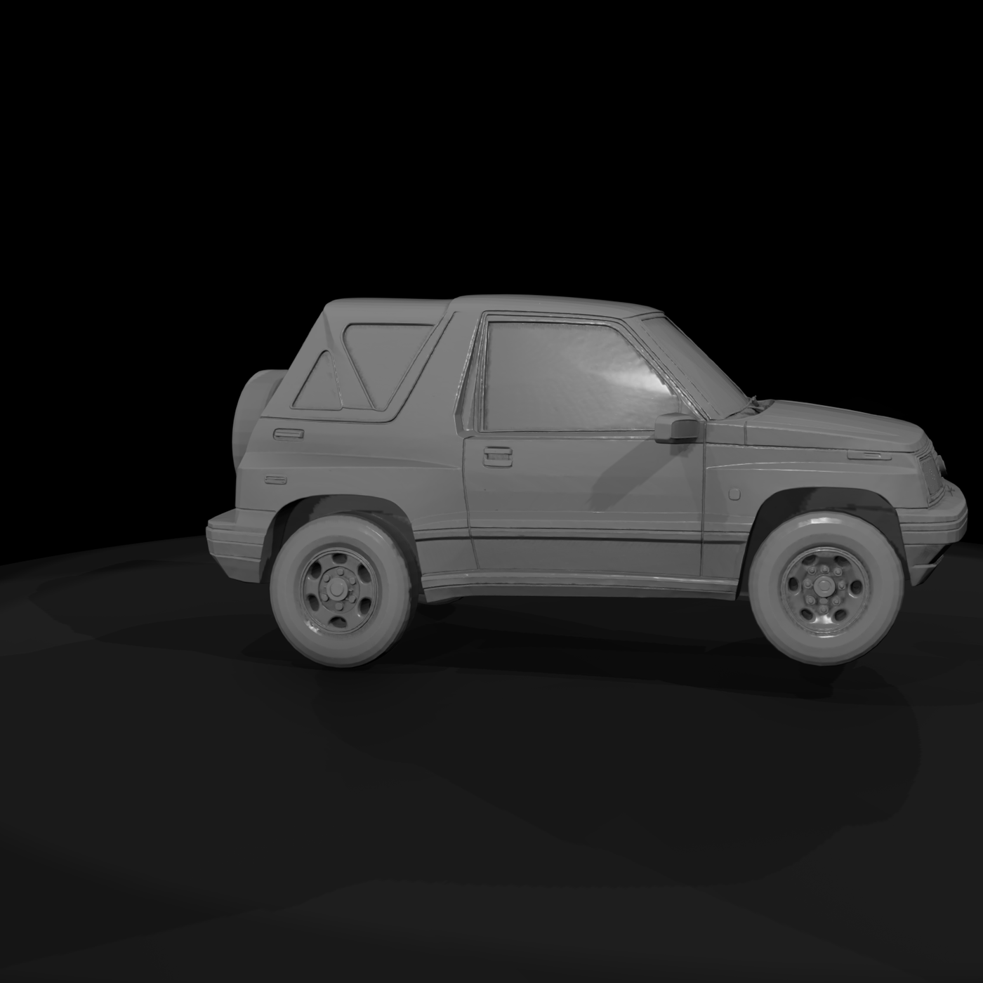 Flat Shaded Vintage 2 Door Compact Suv 3D Model 2C