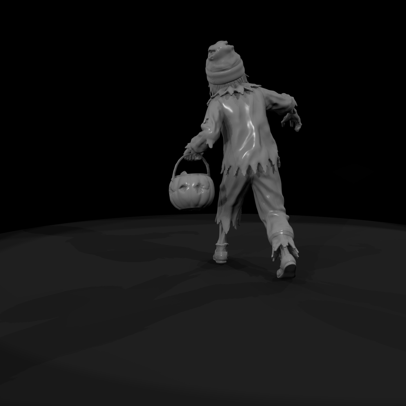 Zombie Trick-or-Treater with Pumpkin Pail