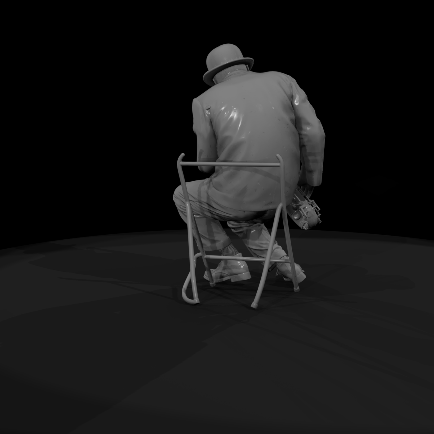 Jazz Saxophone Player on Stool