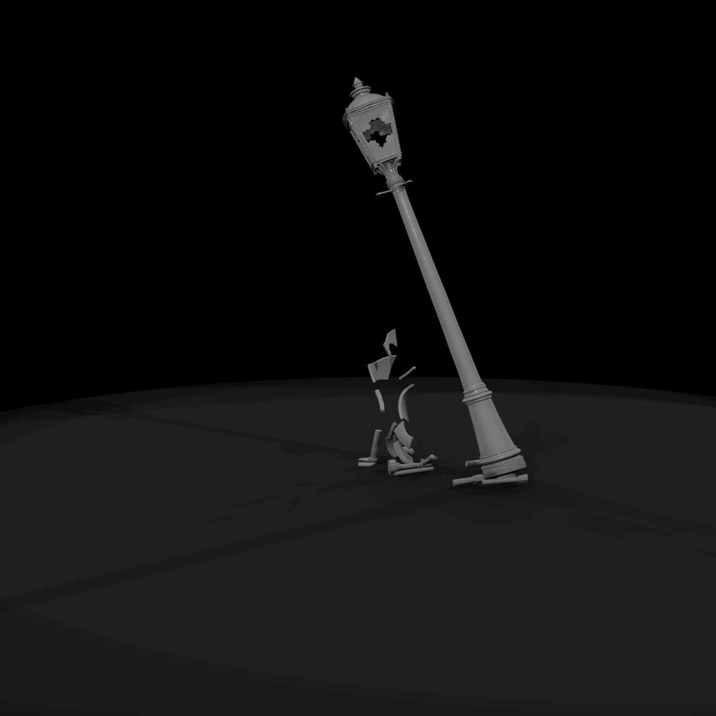 Victorian Broken Street Lamppost (Leaning)