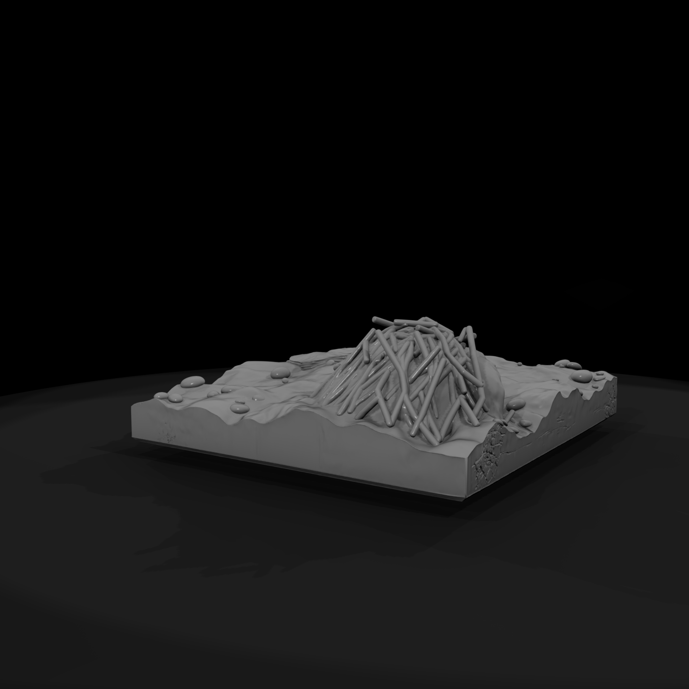 Forest Terrain Base with Animal Burrow
