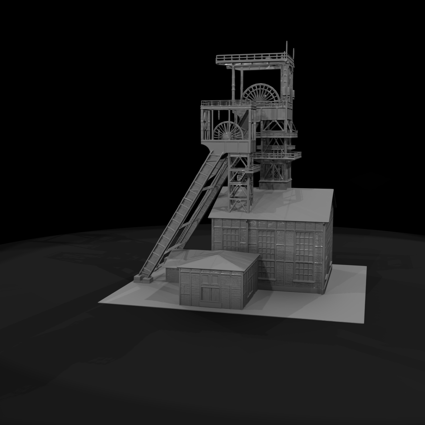Mine Headframe with Conveyor