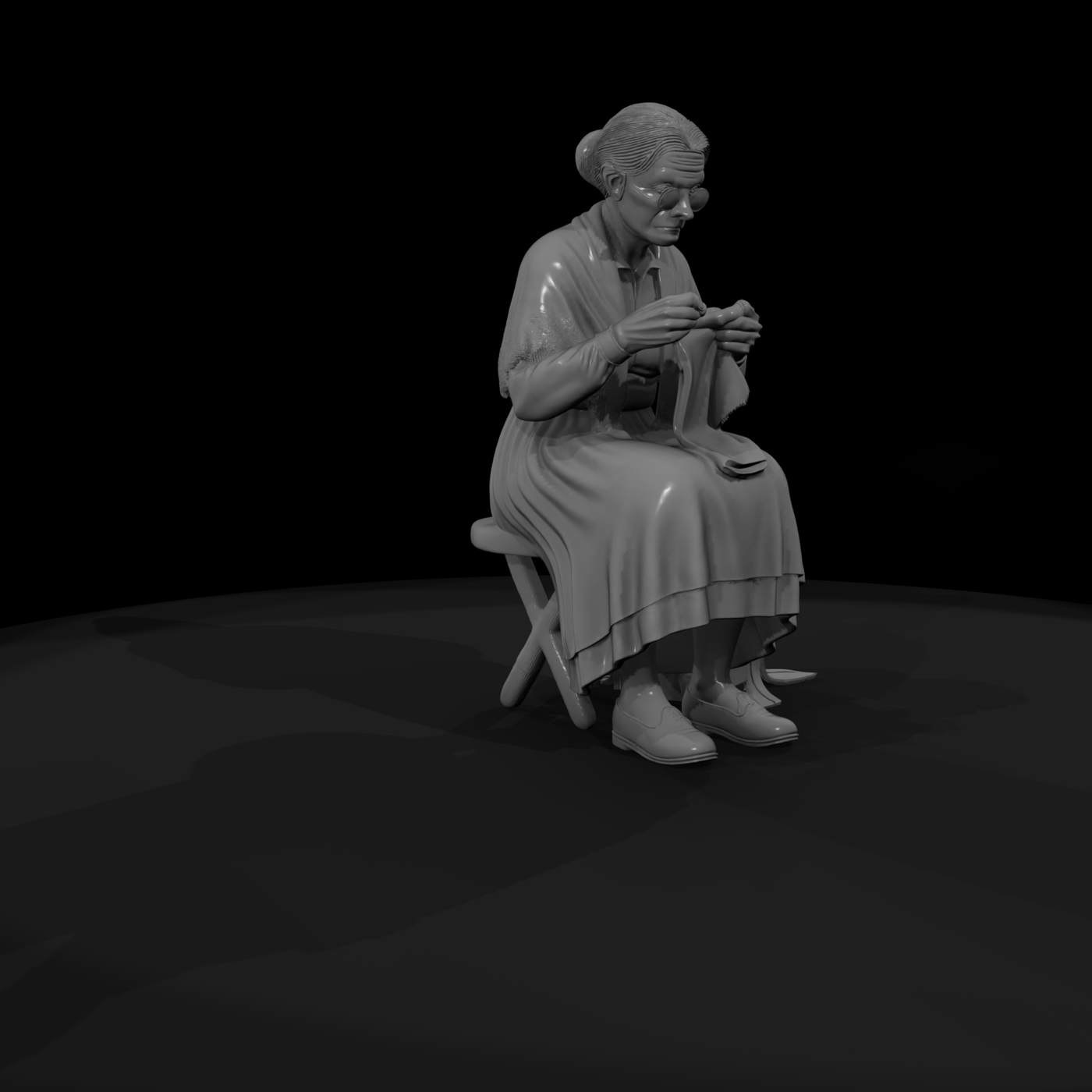 Seated Elderly Seamstress