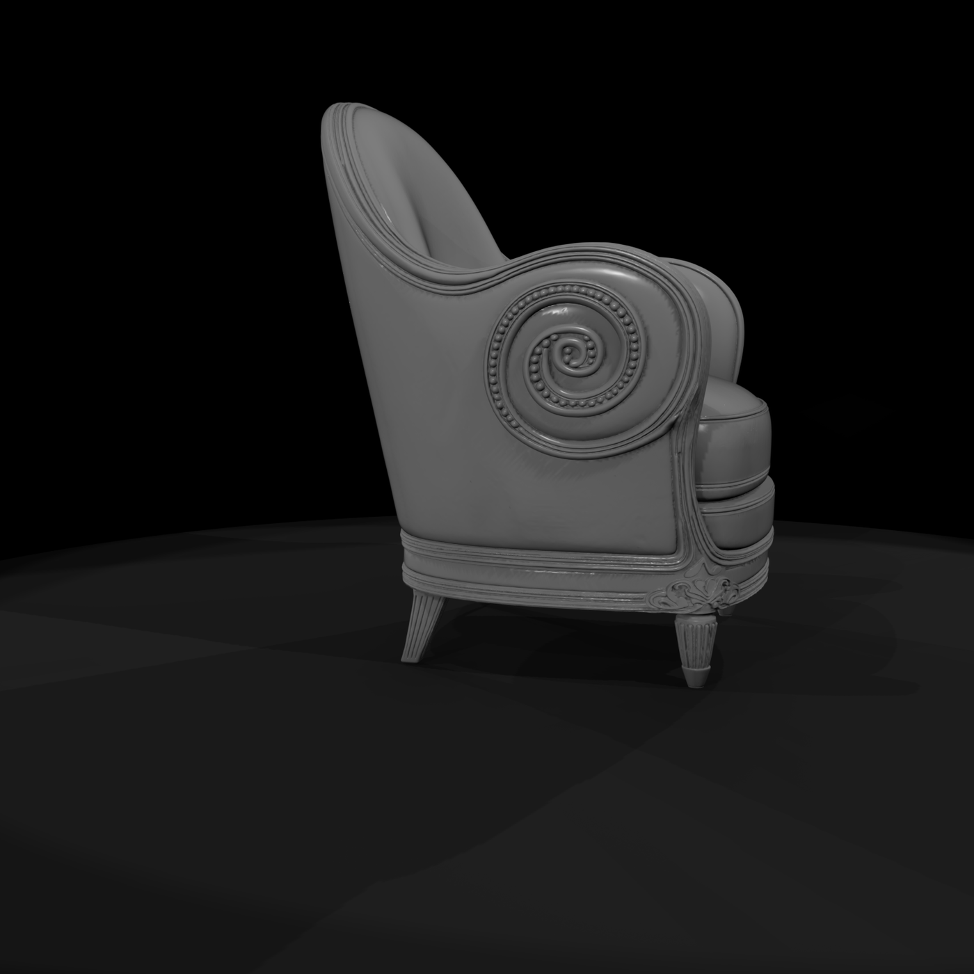 Ornate Rolled‑Arm Chair