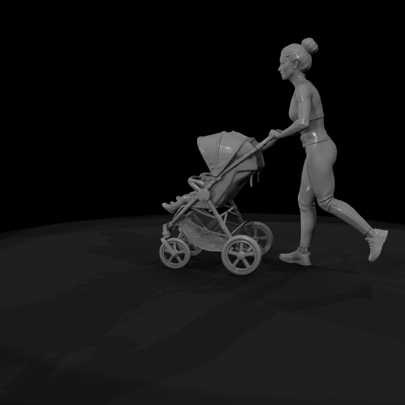 0066 Family Mom Twins Stroller