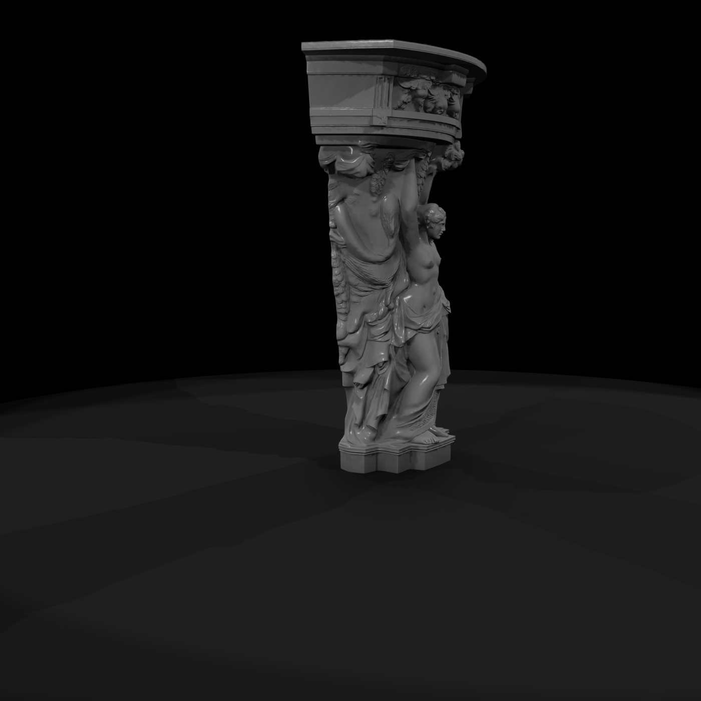 Neoclassical Caryatid Console Table Pedestal