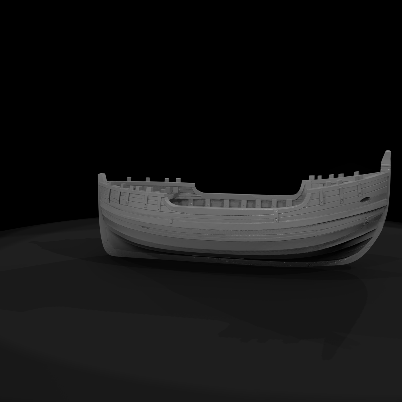 Damaged Wooden Rowboat
