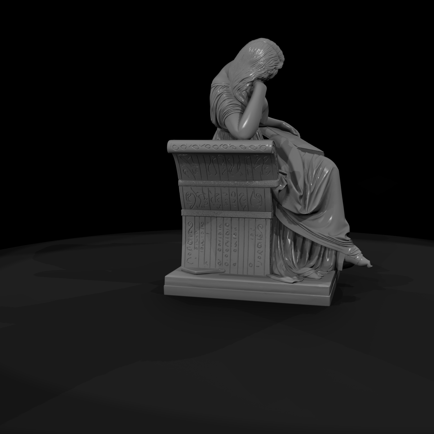 Neoclassical Seated Woman Reading Statue
