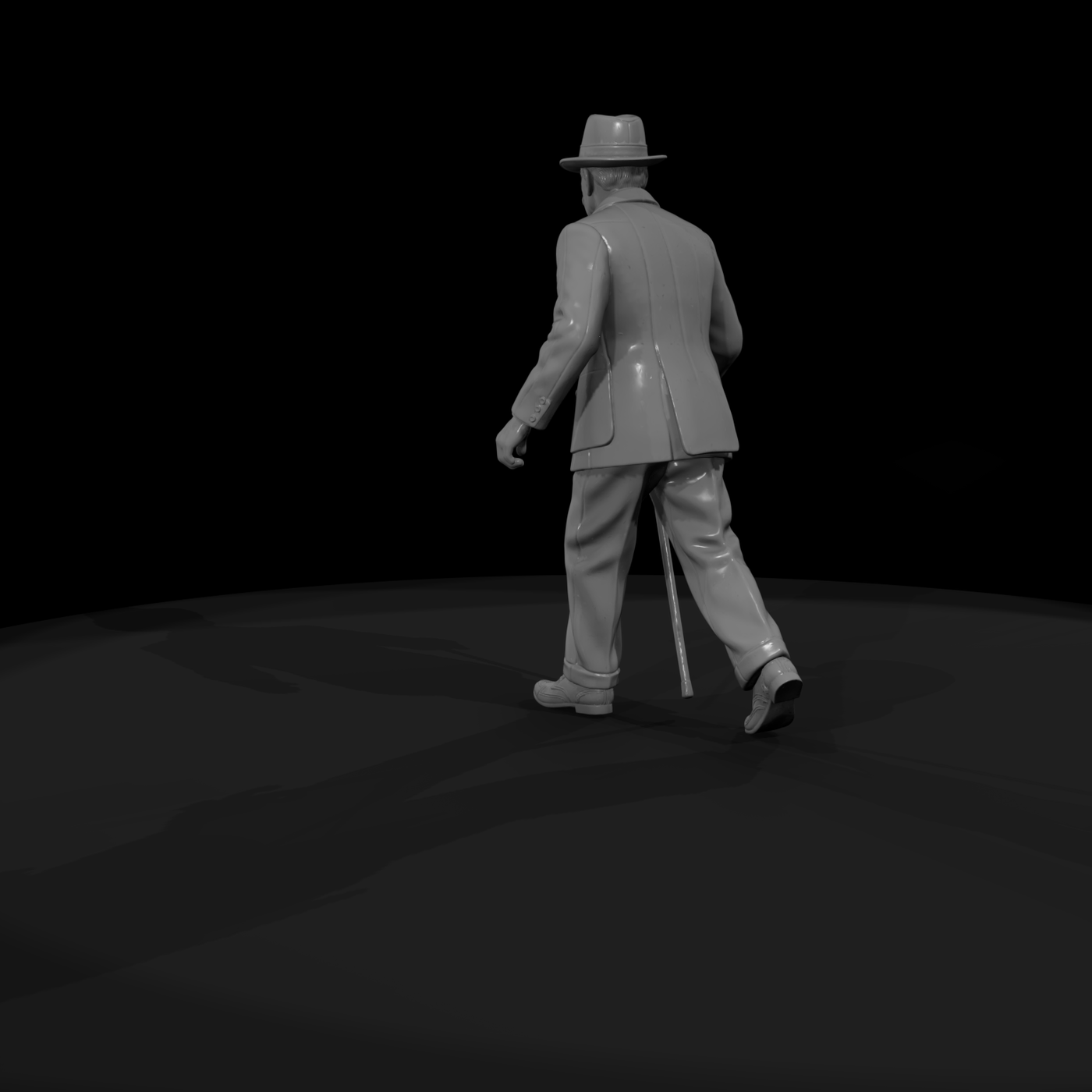 Elderly Gentleman Walking with Cane