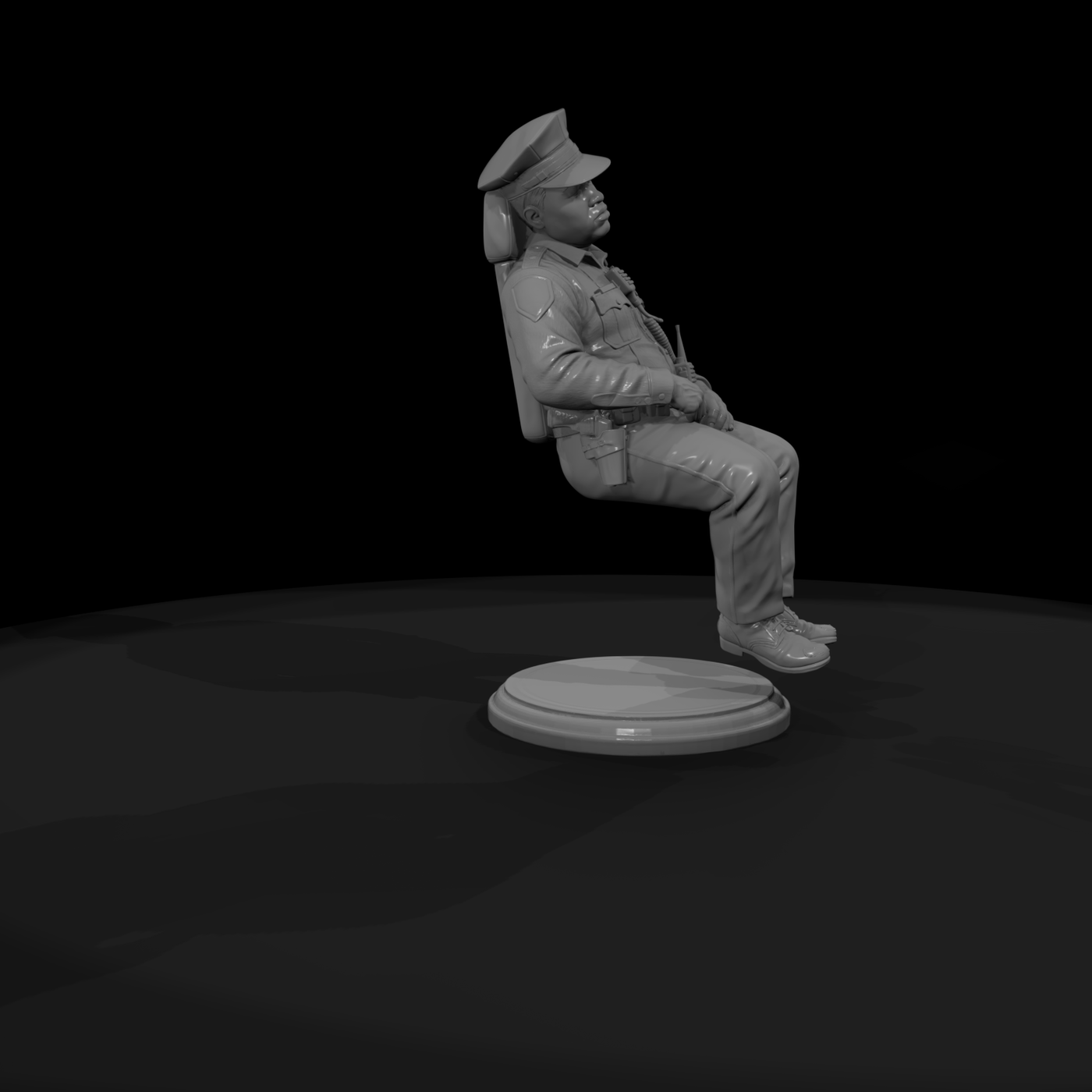 1980s City Police Officer Seated at Rest