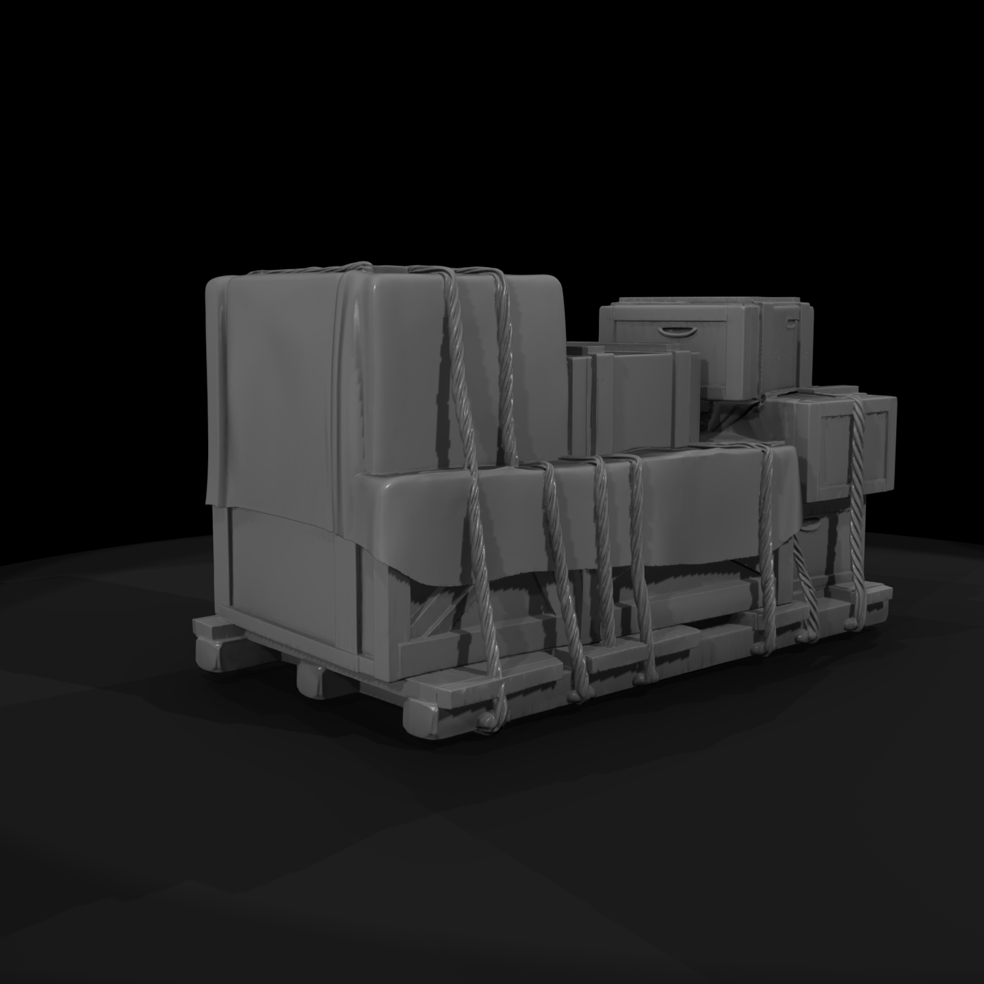Stacked Cargo Crates on Pallet