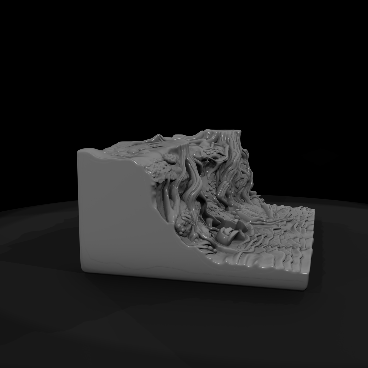 Sculpted Exposed Tree Root Riverbank Terrain 3D Mo