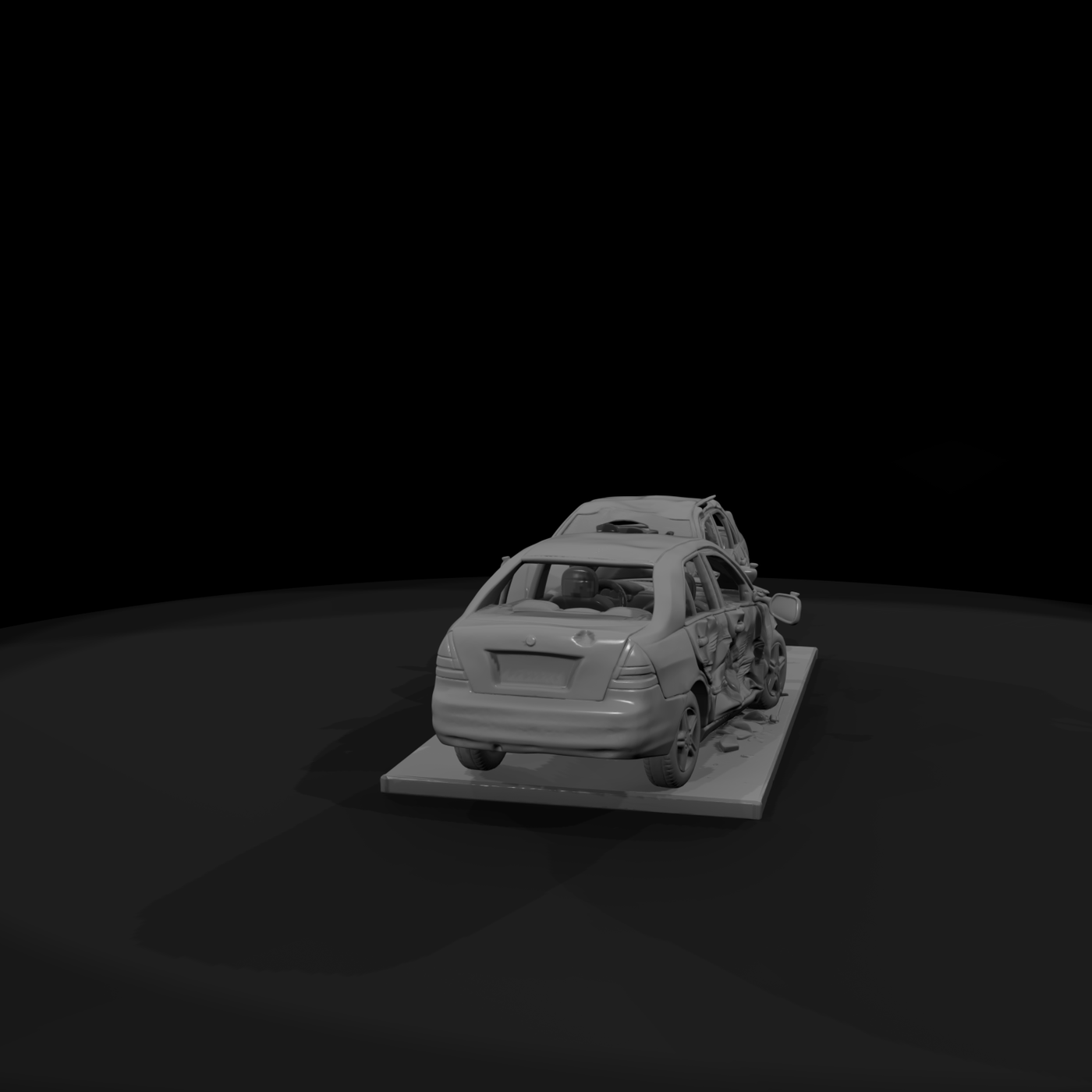 Two-Car Collision Wreck Scene