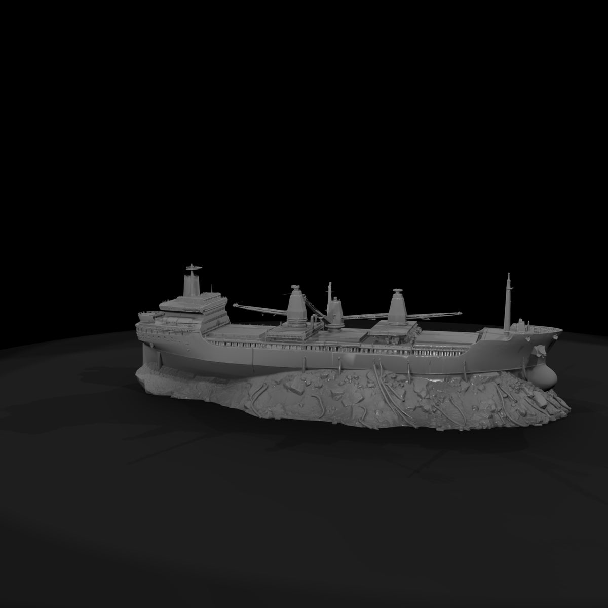 stylized-beached-cargo-ship-diorama-kit-ho-1-87-compatible-871105