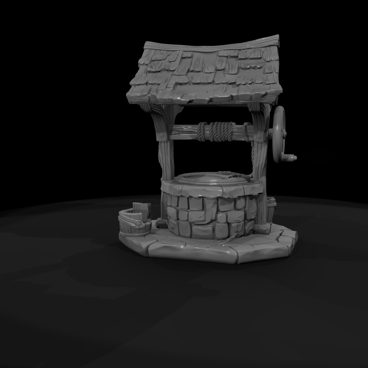 Stylized Rustic Medieval Wishing Well