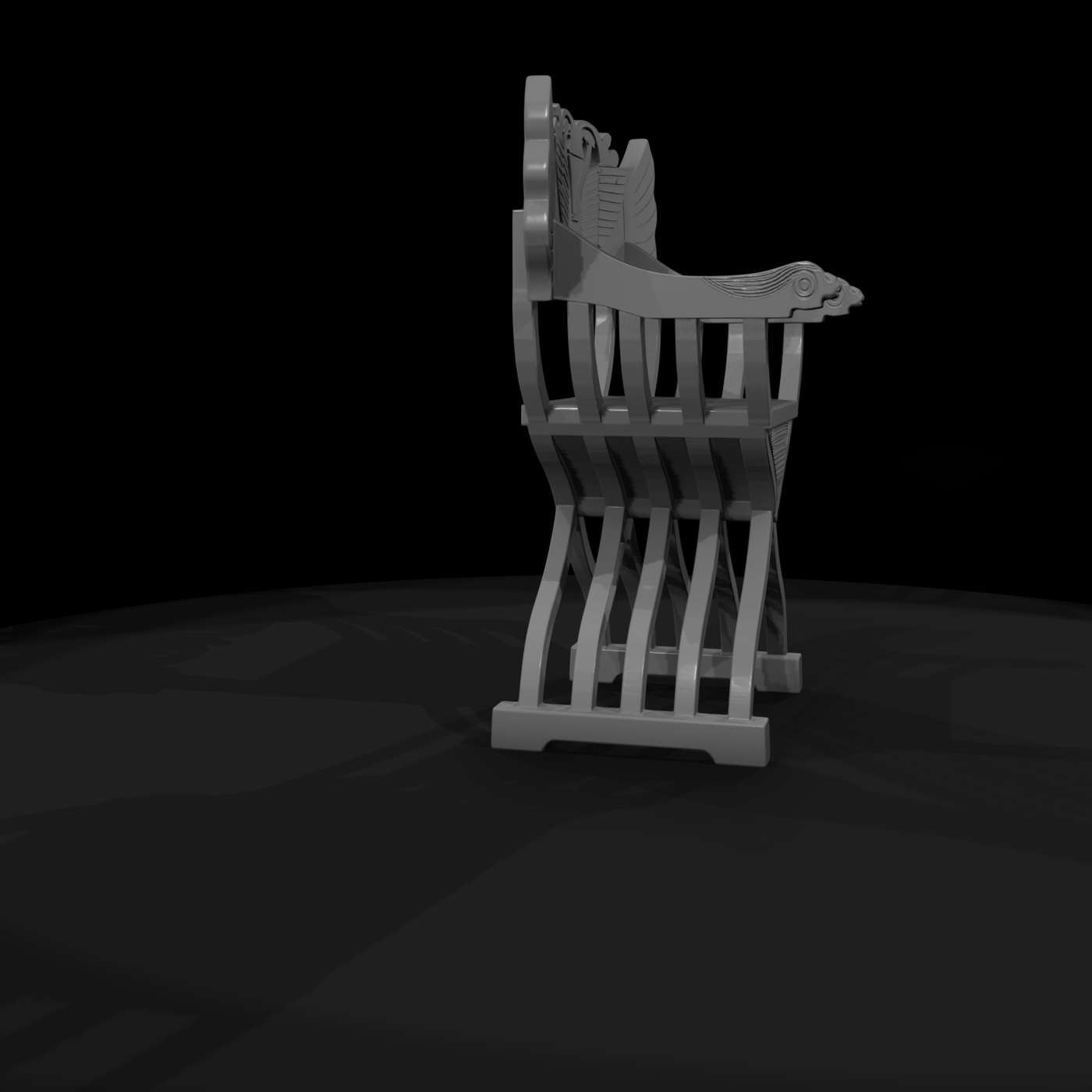 Medieval carved winged armchair