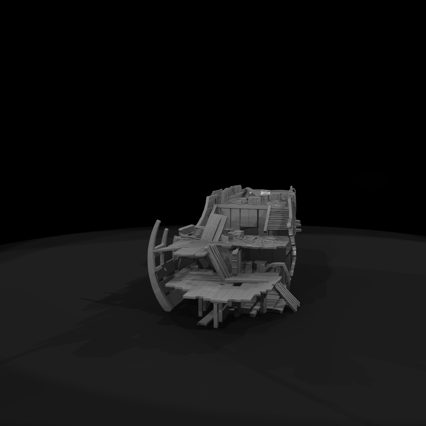 Weathered Wooden Shipwreck