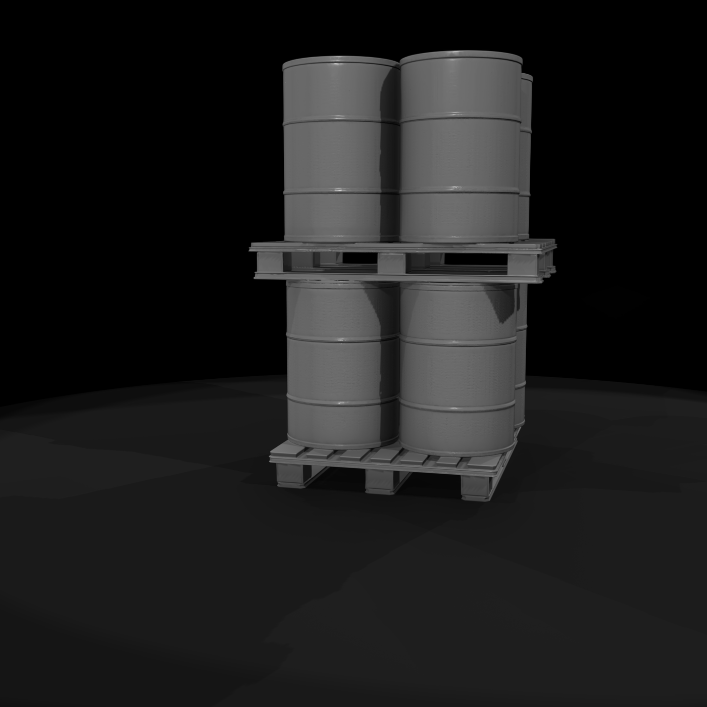 Stacked Industrial Barrels on Pallets