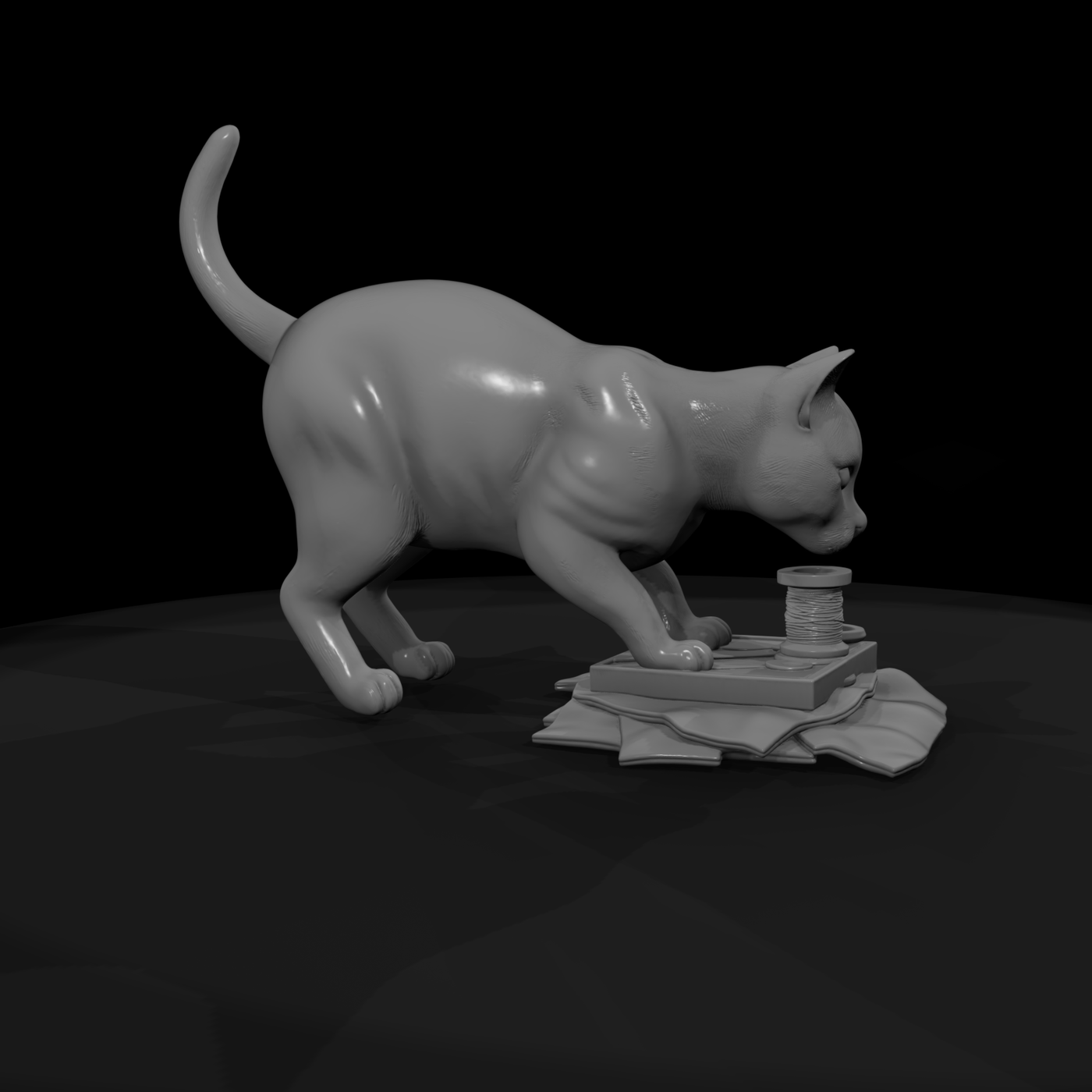 Stylized Cat Sewing