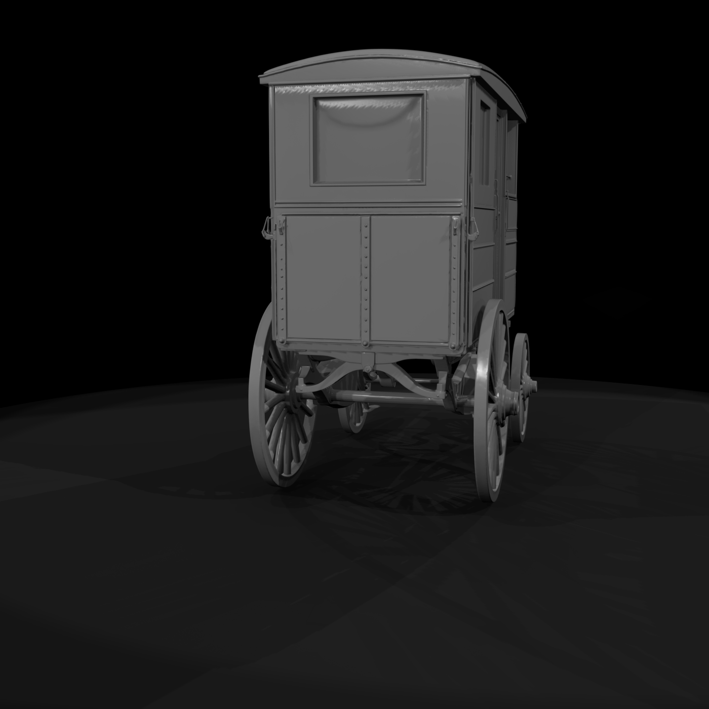 Low Poly Enclosed Vintage Horse Drawn Carriage 3D