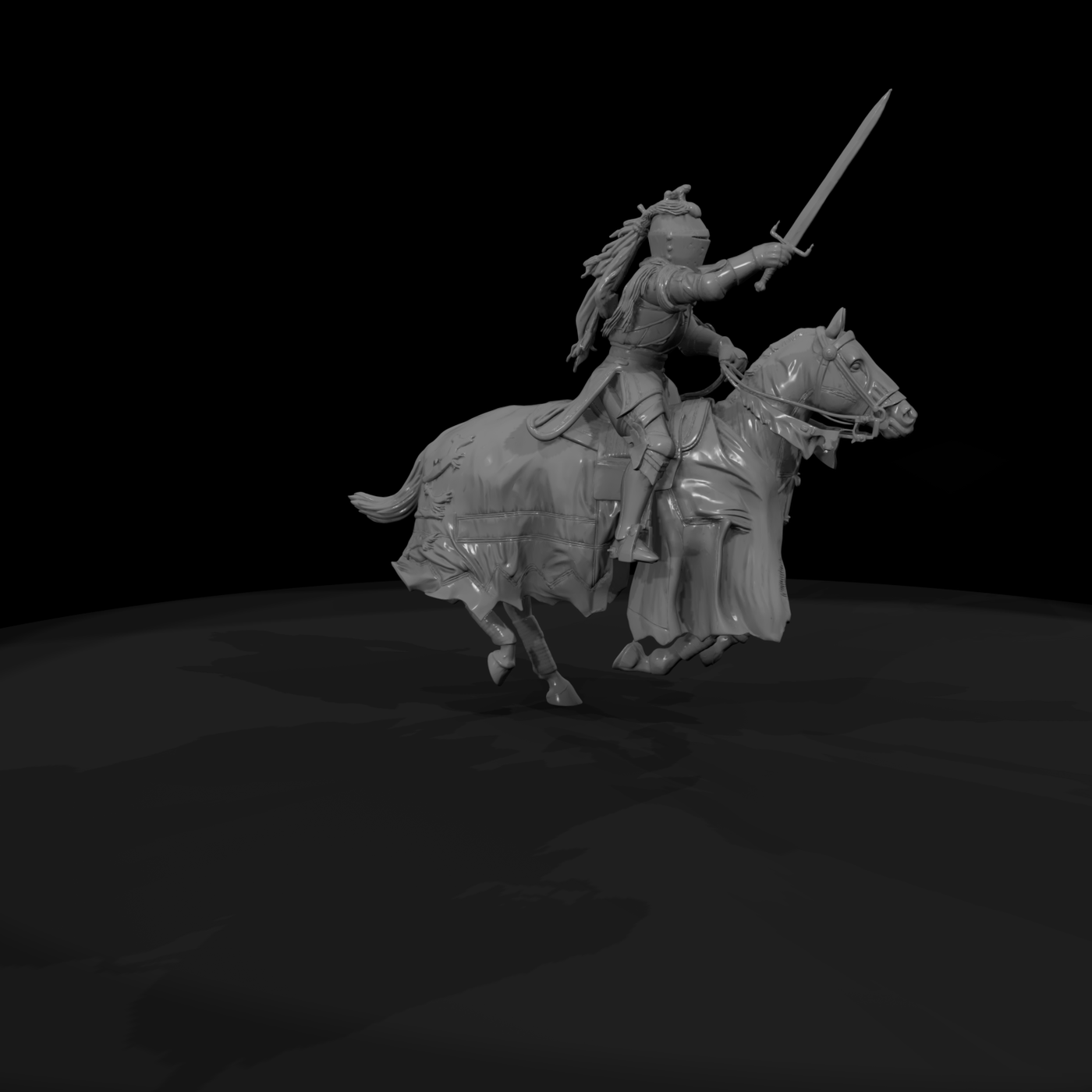 Medieval knight on horseback