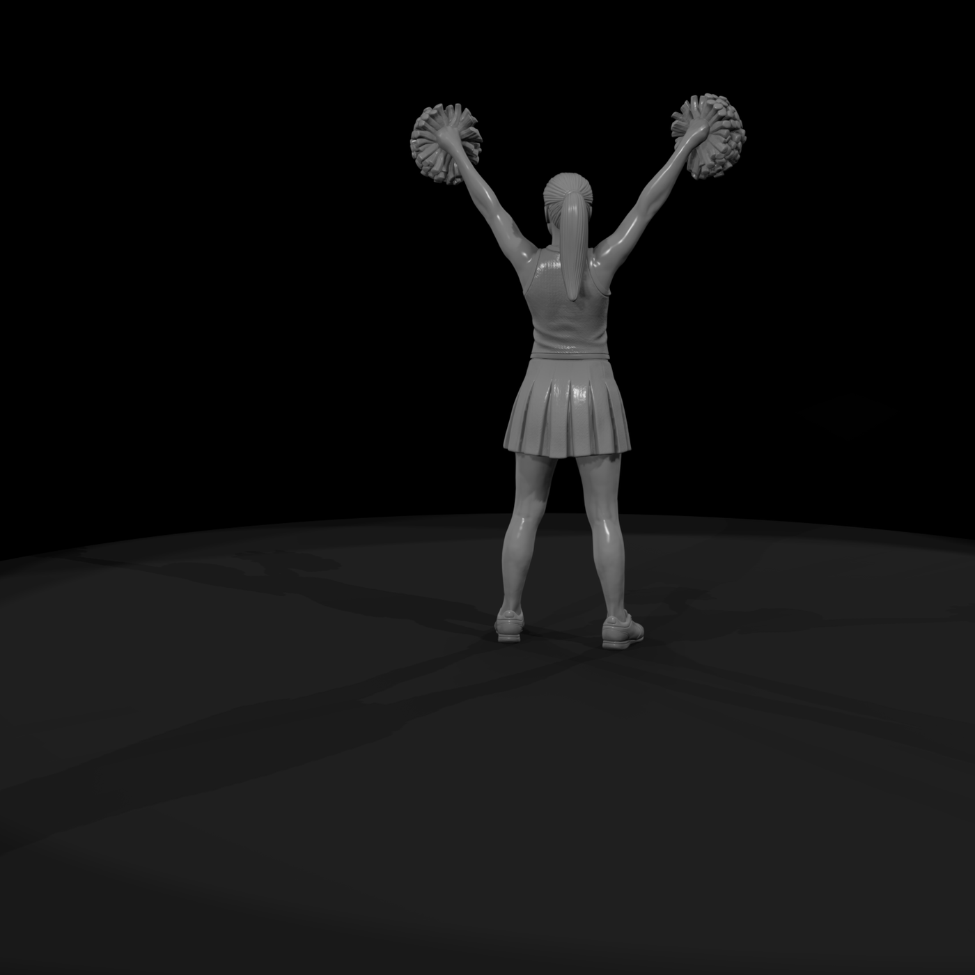 Cheerleader with Raised Pom-Poms