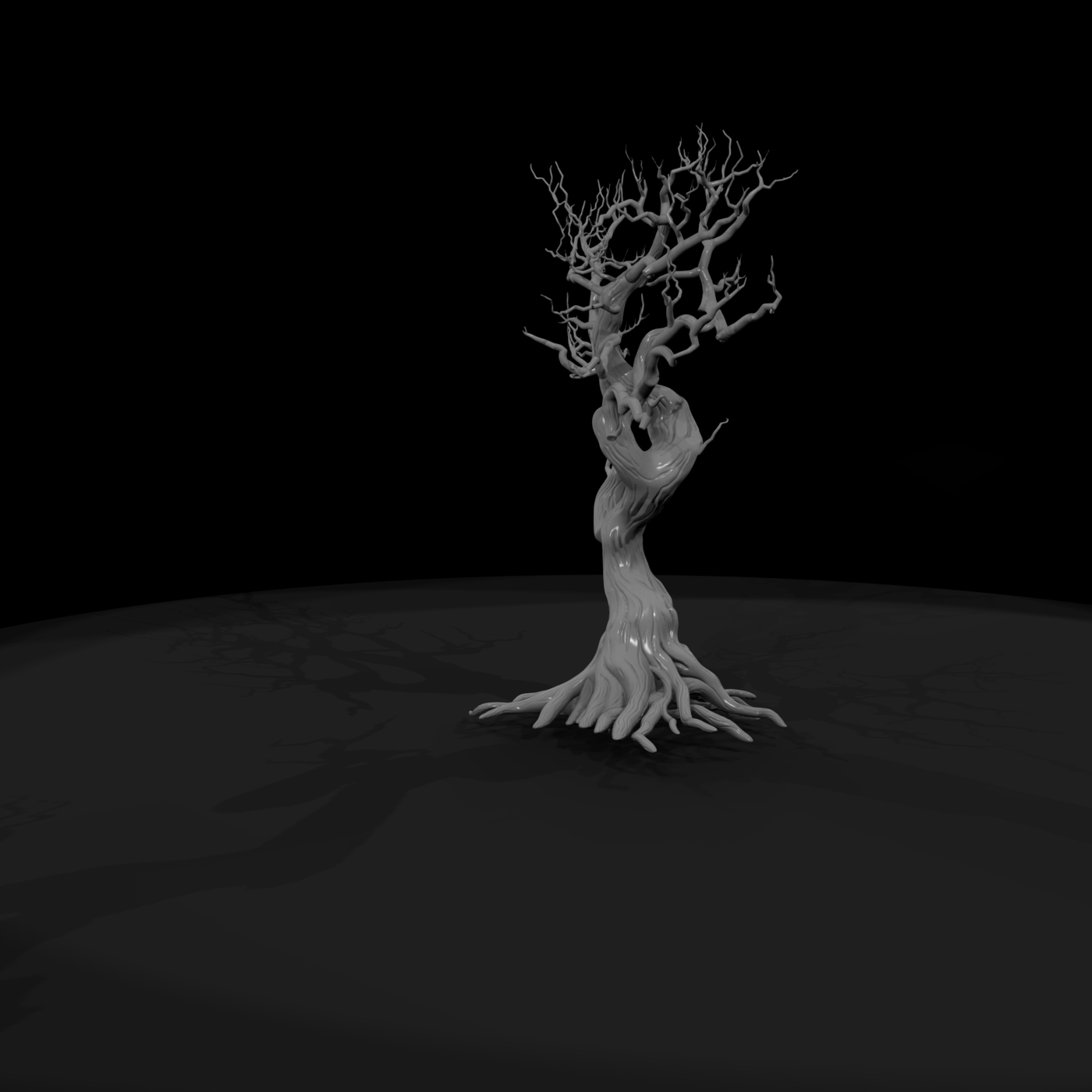 Stylized gnarled dead tree