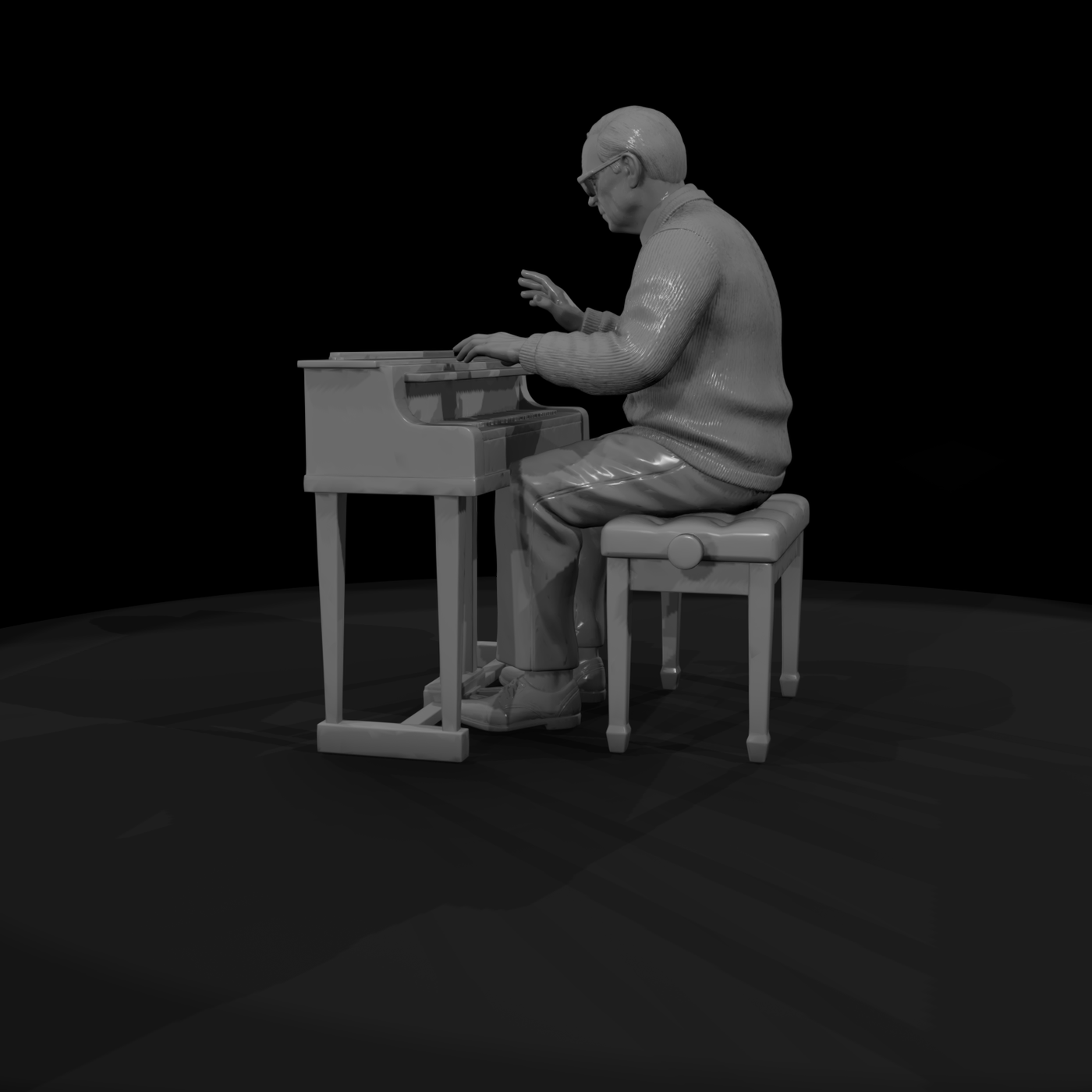 0160 Elderly Retiree Piano