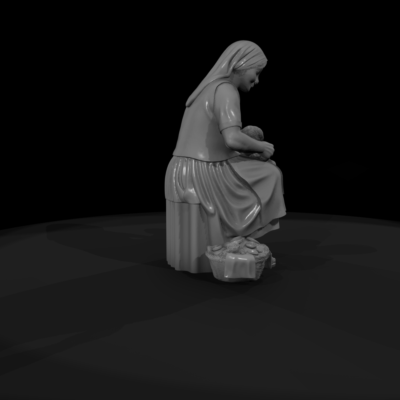Peasant Mother Sewing with Child